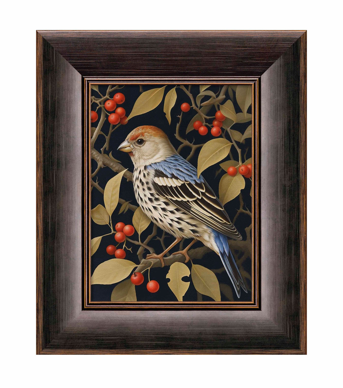 Autumn Sentinel - Finch Amongst Berries - Limited Edition Canvas