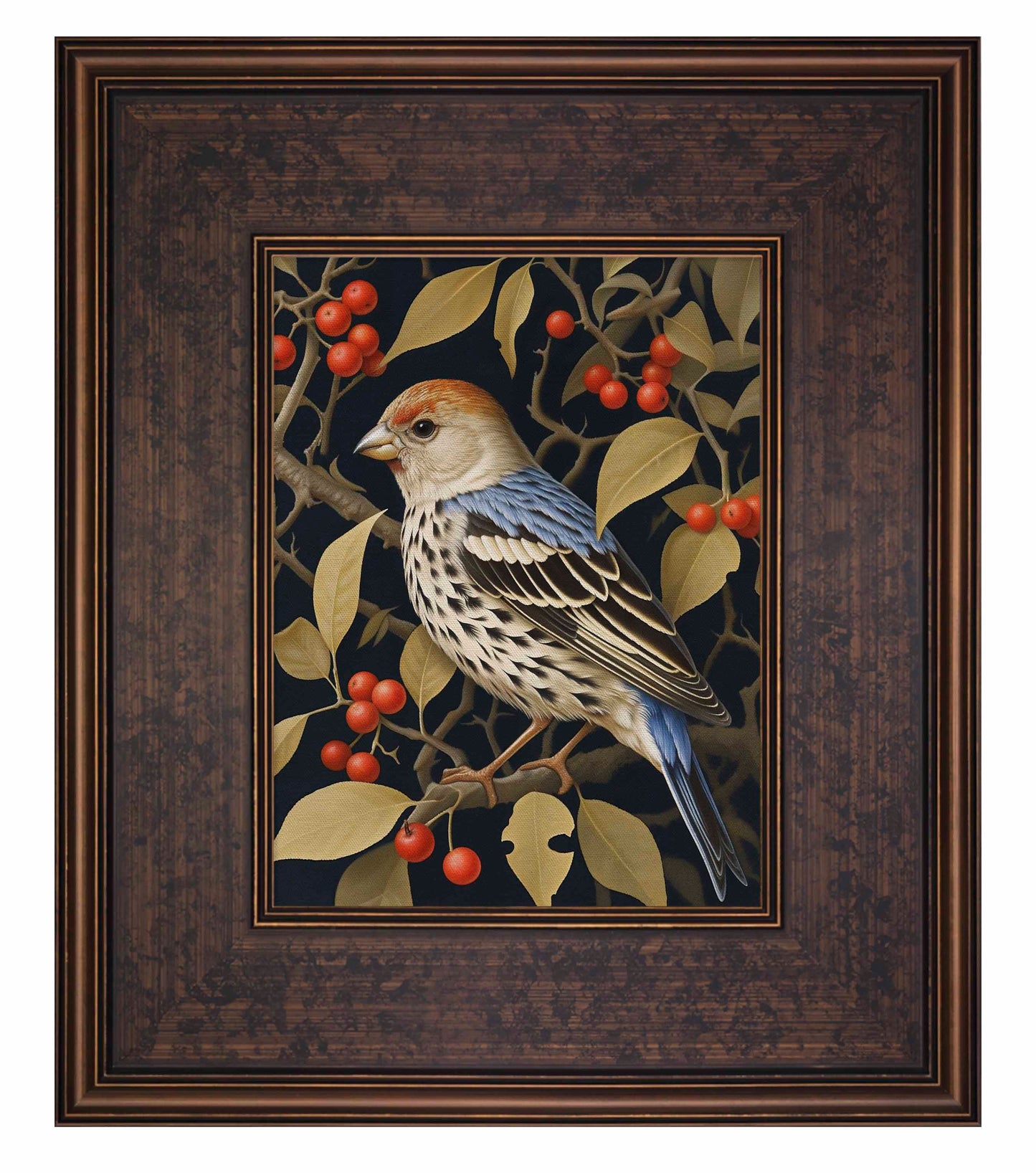 Autumn Sentinel - Finch Amongst Berries - Limited Edition Canvas