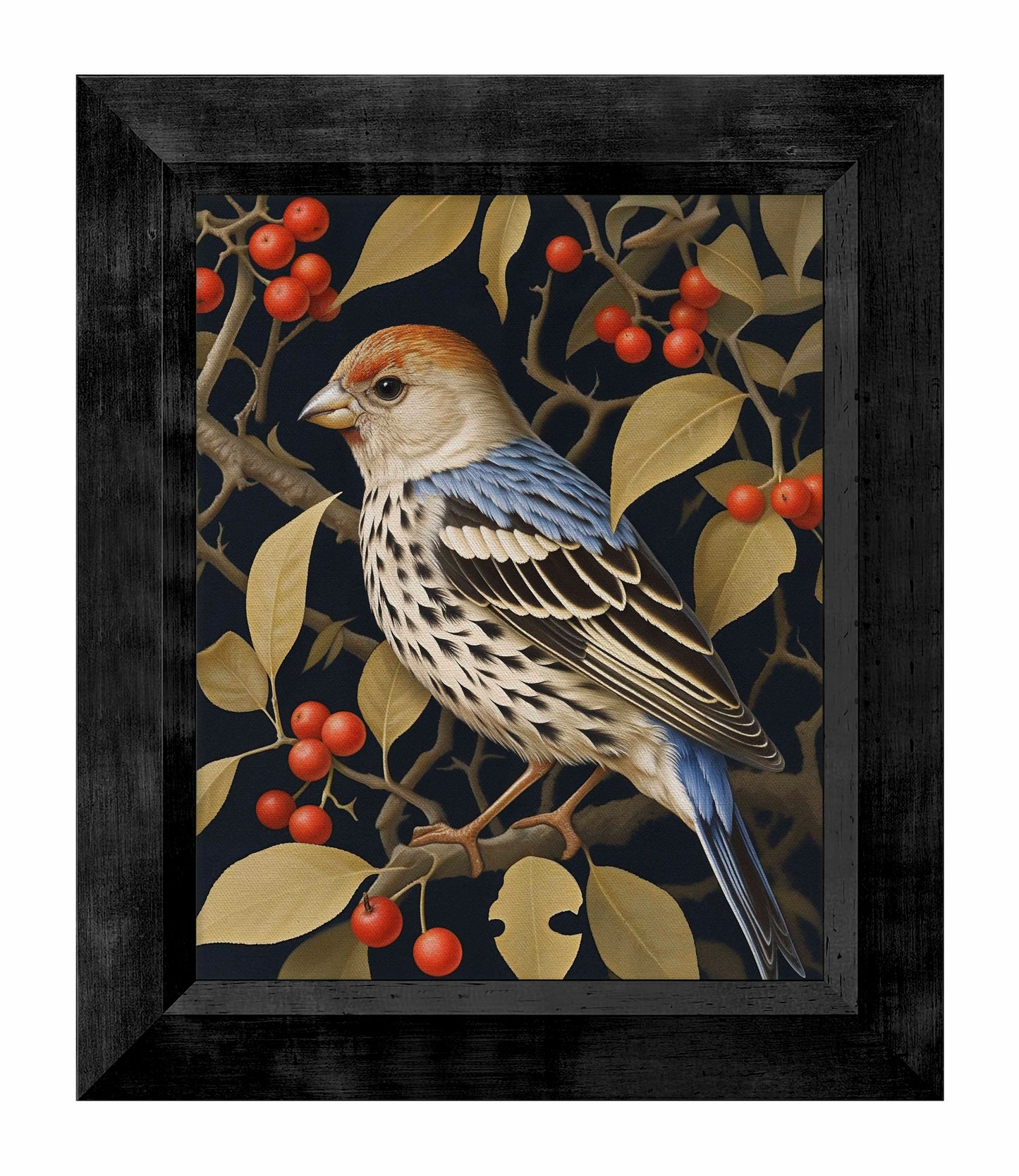 Autumn Sentinel - Finch Amongst Berries - Limited Edition Canvas