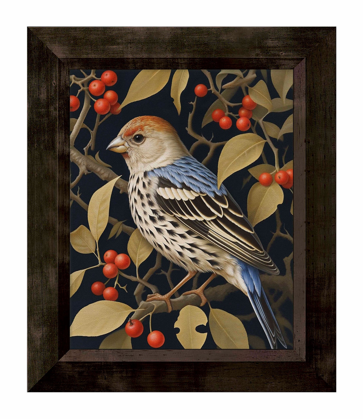 Autumn Sentinel - Finch Amongst Berries - Limited Edition Canvas