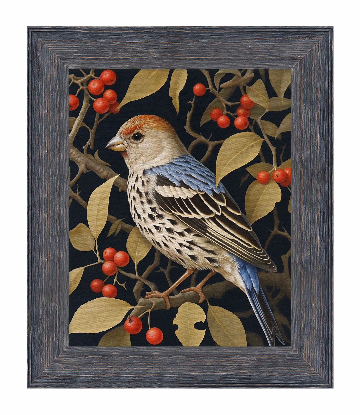 Autumn Sentinel - Finch Amongst Berries - Limited Edition Canvas