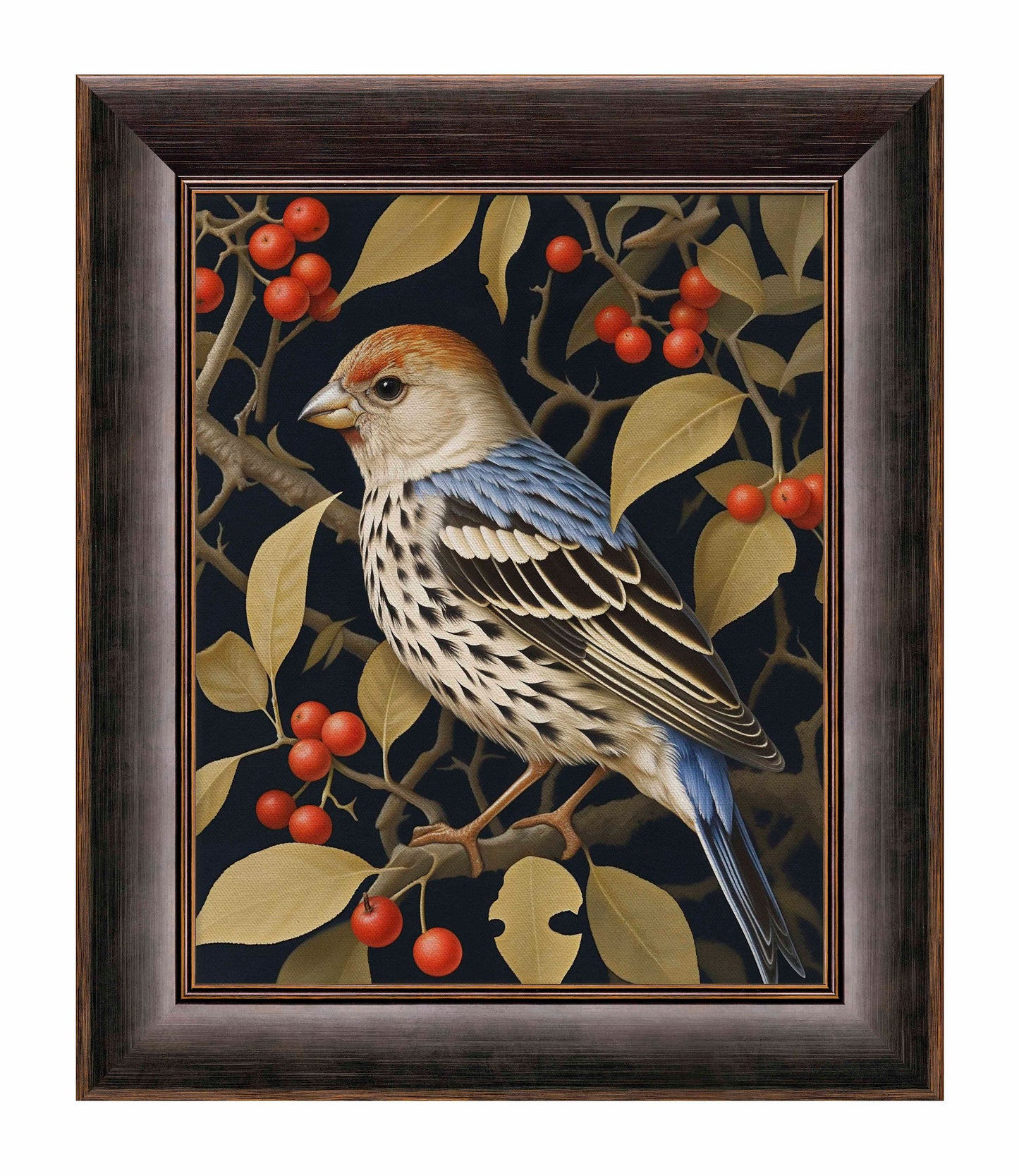 Autumn Sentinel - Finch Amongst Berries - Limited Edition Canvas