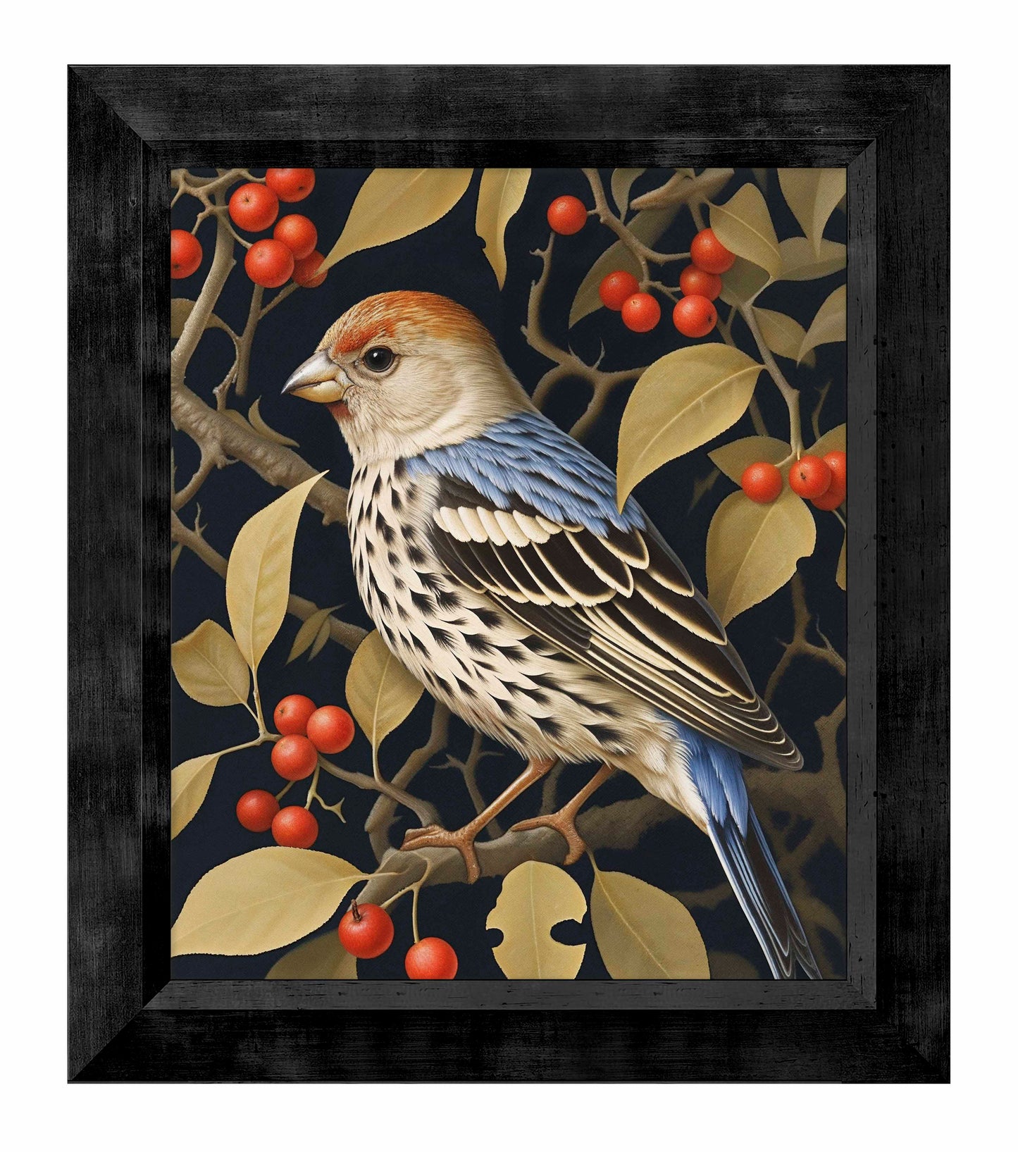 Autumn Sentinel - Finch Amongst Berries - Limited Edition Canvas