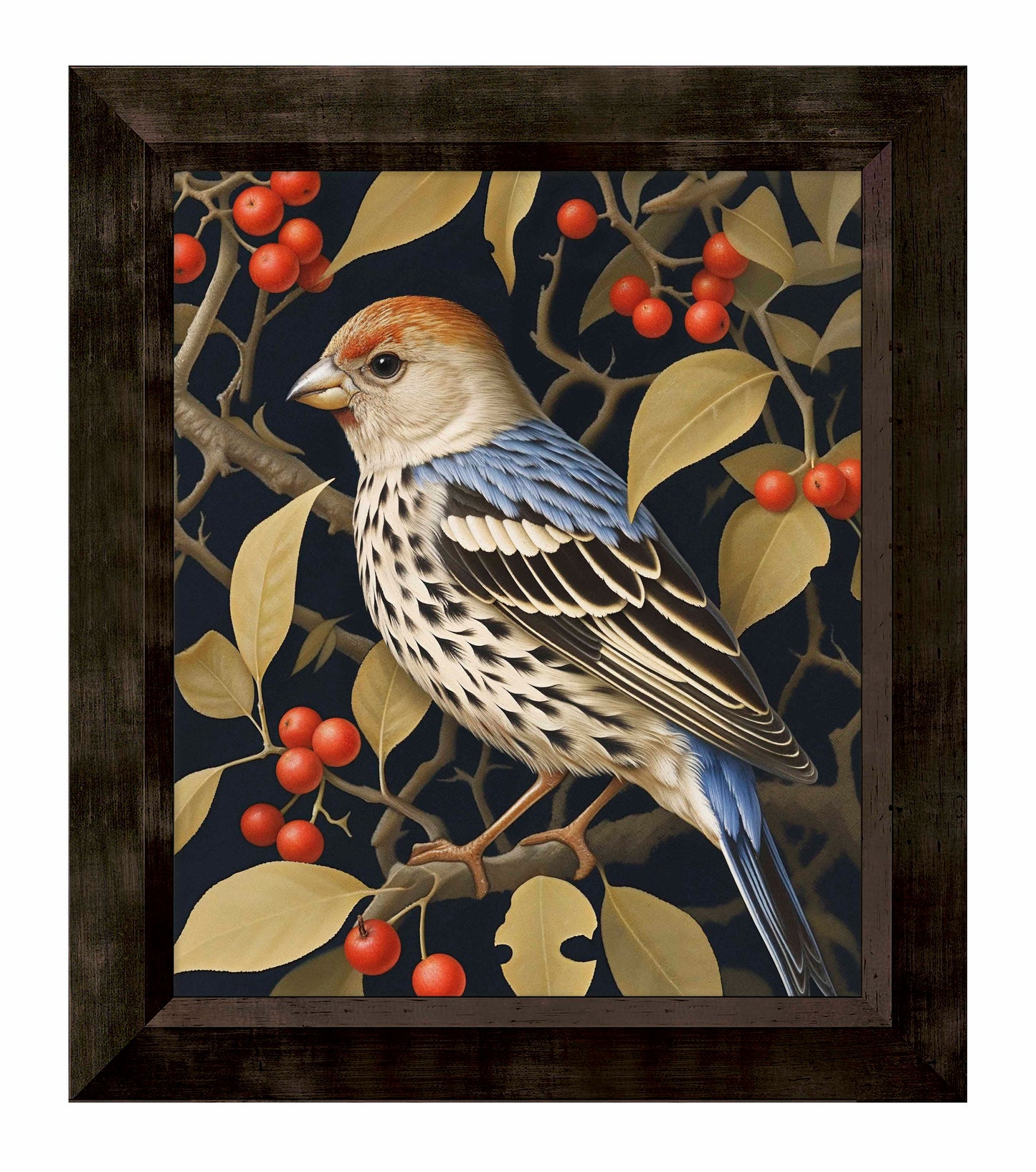 Autumn Sentinel - Finch Amongst Berries - Limited Edition Canvas