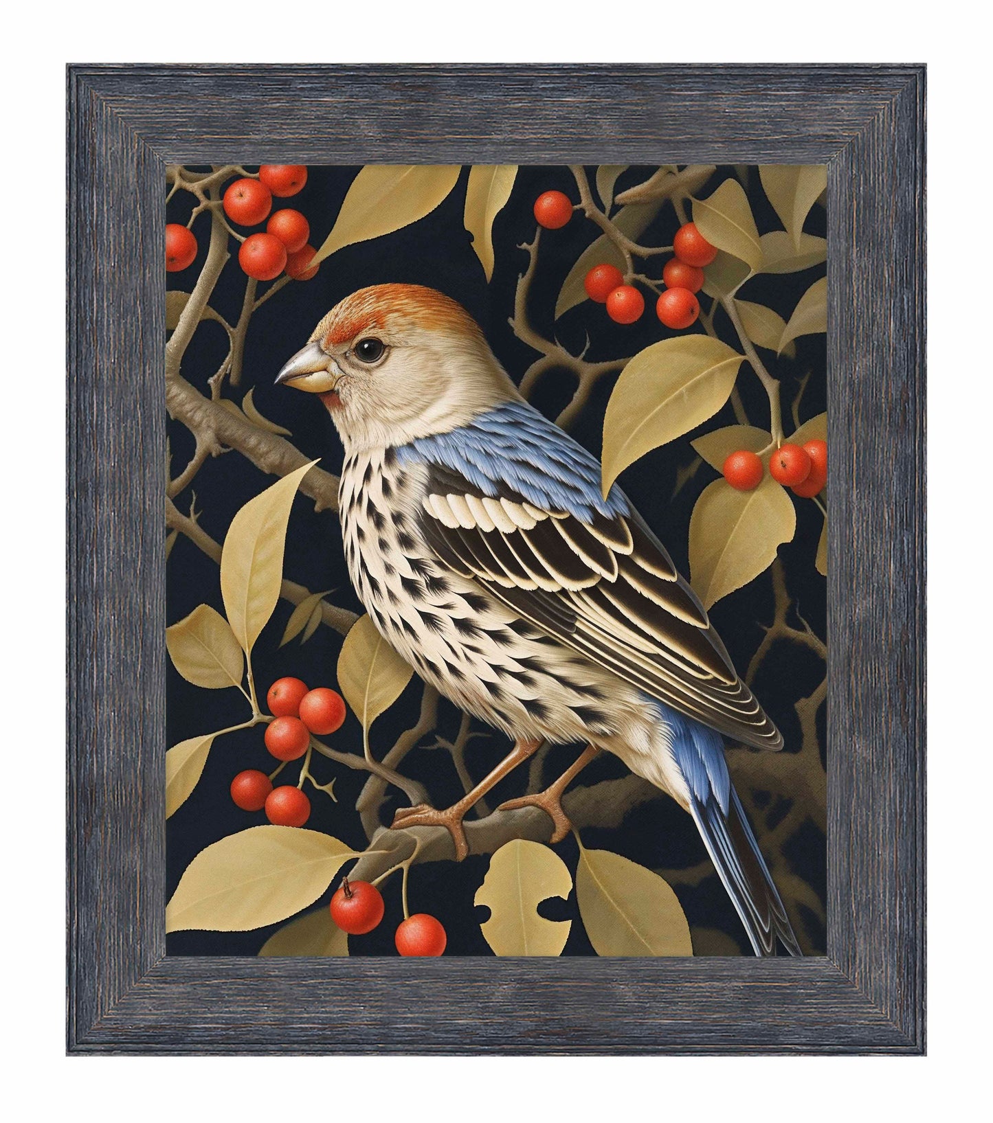 Autumn Sentinel - Finch Amongst Berries - Limited Edition Canvas