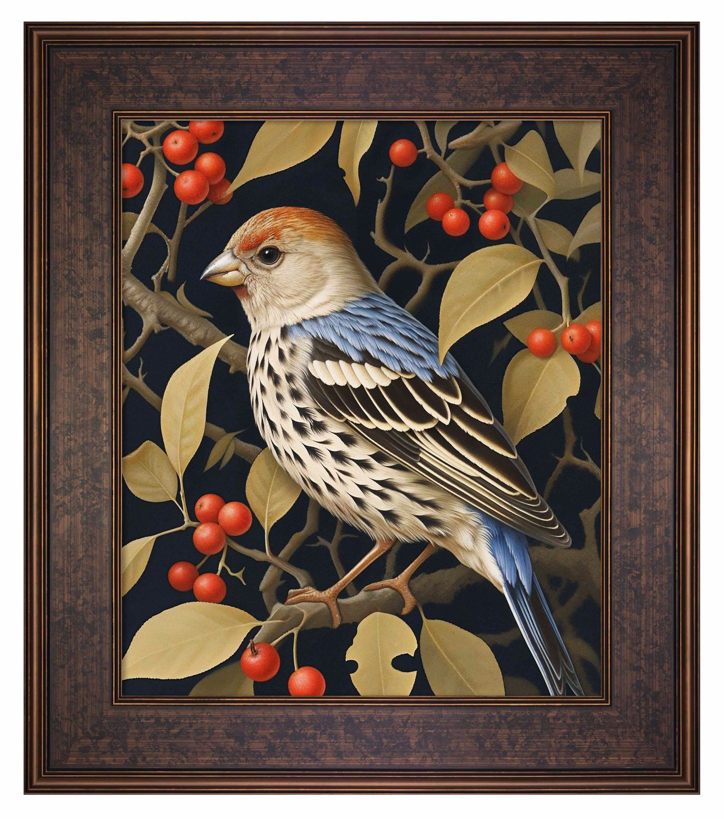 Autumn Sentinel - Finch Amongst Berries - Limited Edition Canvas