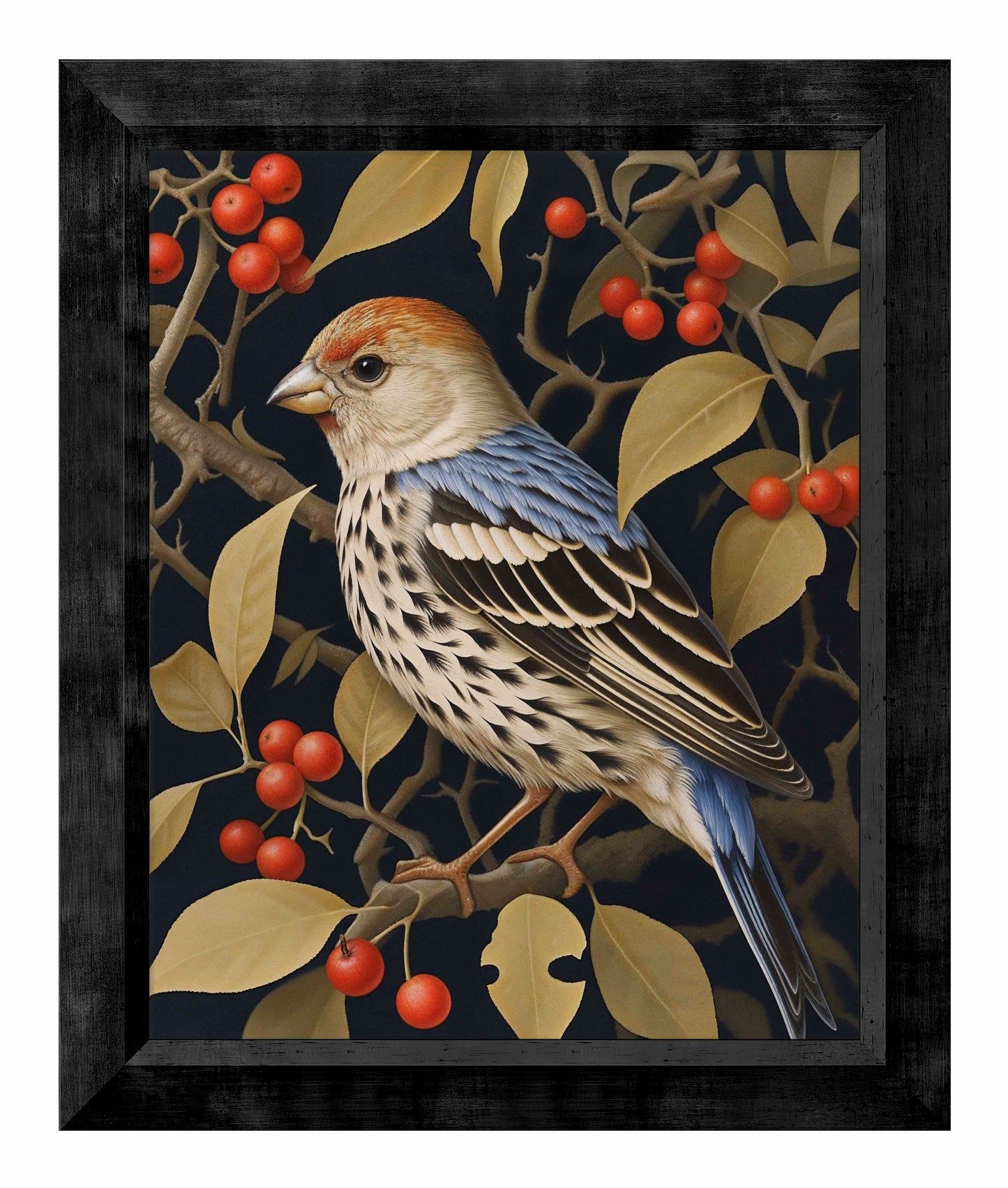 Autumn Sentinel - Finch Amongst Berries - Limited Edition Canvas