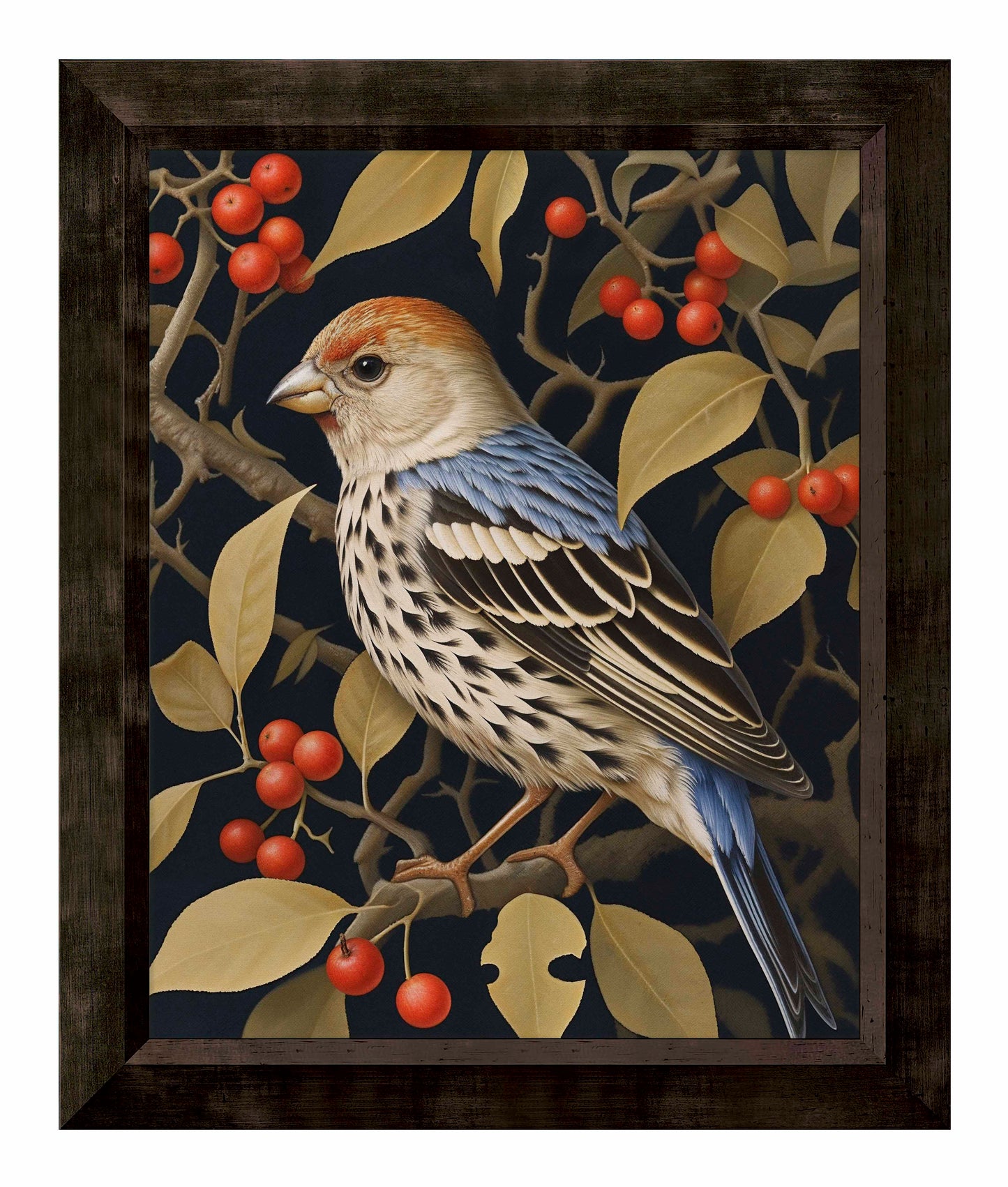 Autumn Sentinel - Finch Amongst Berries - Limited Edition Canvas