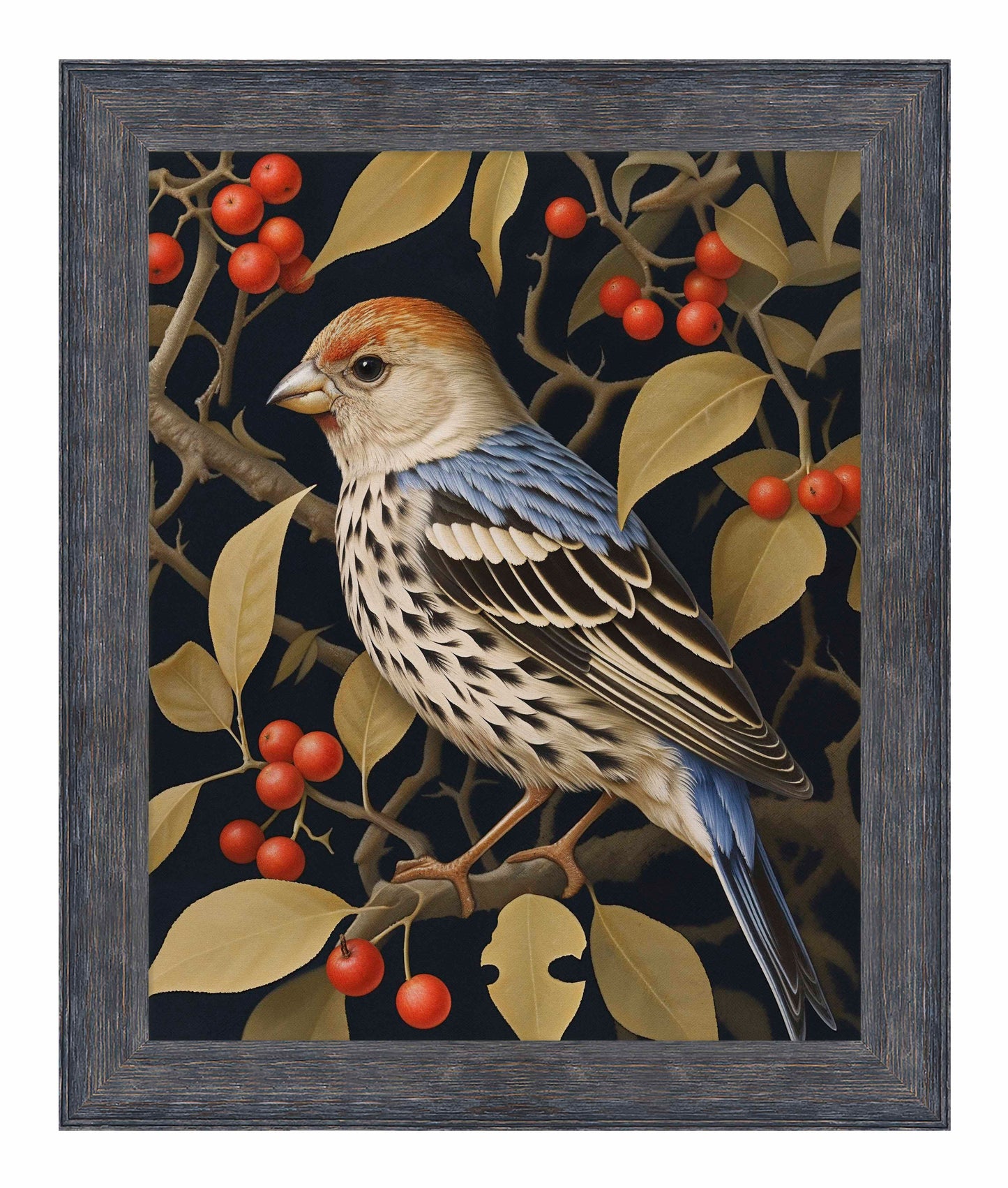 Autumn Sentinel - Finch Amongst Berries - Limited Edition Canvas