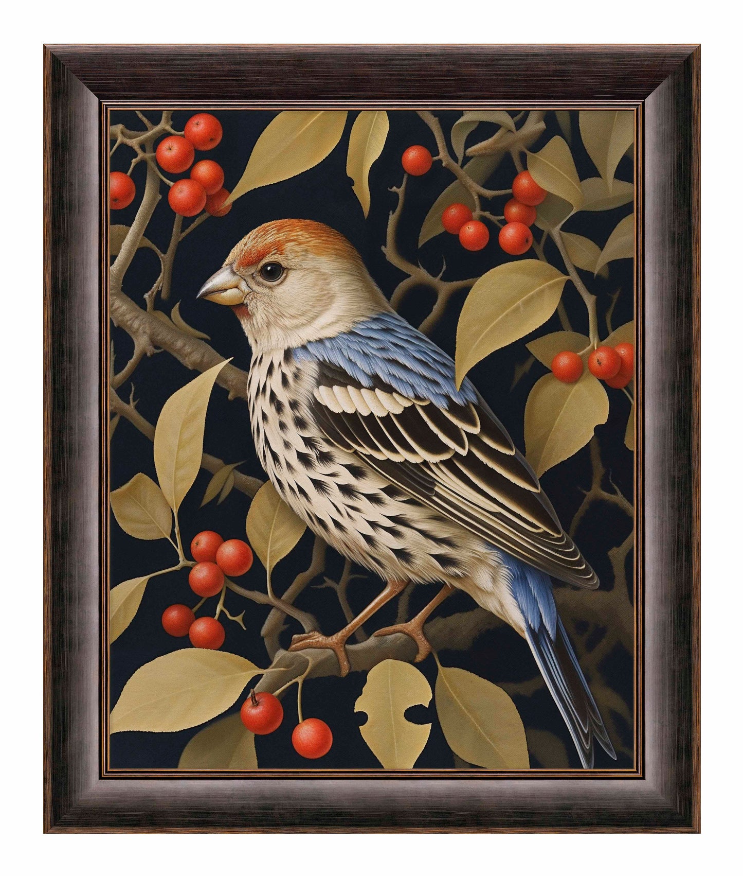 Autumn Sentinel - Finch Amongst Berries - Limited Edition Canvas