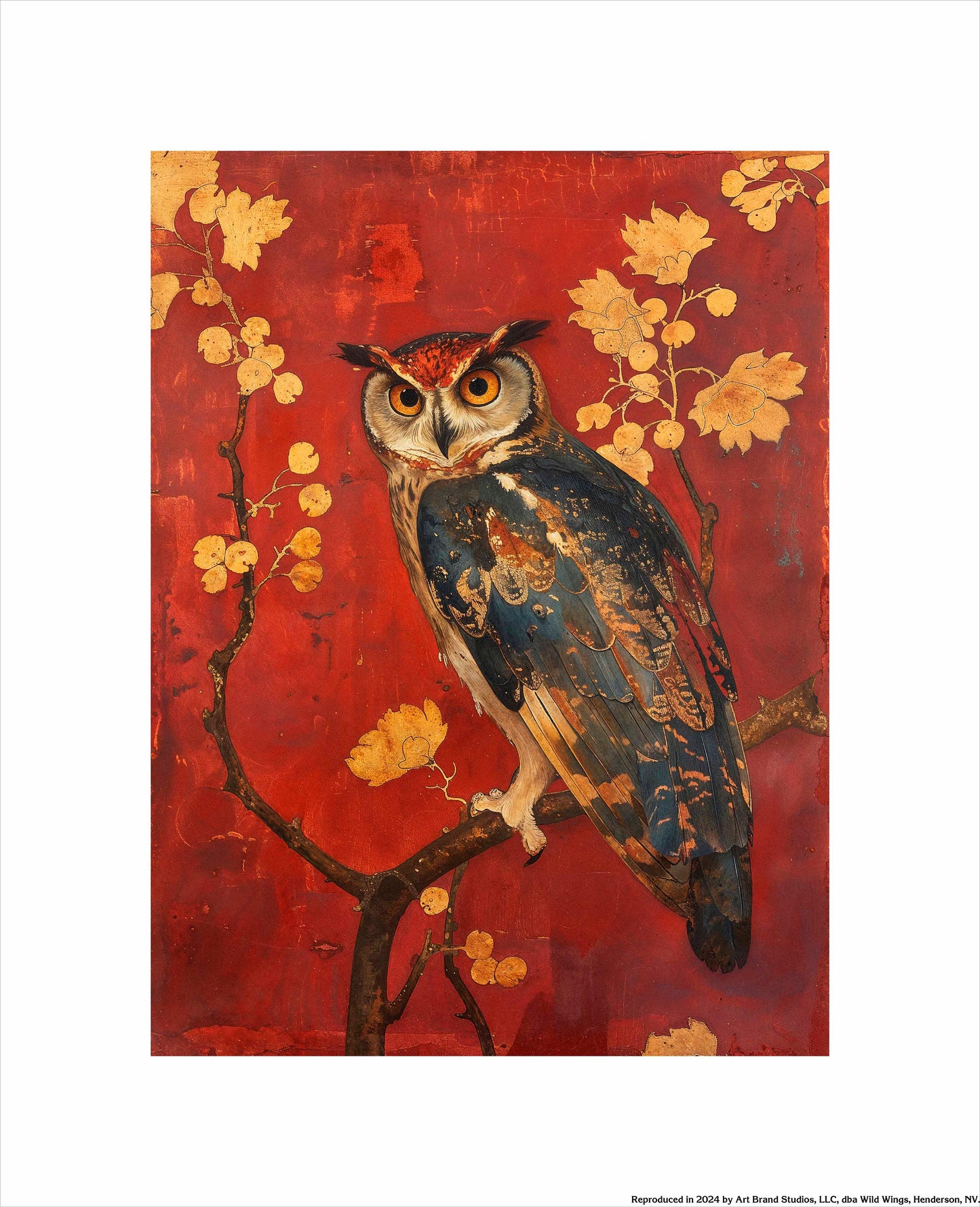 Majestic Watcher - Owl in Golden Foliage - Art Prints