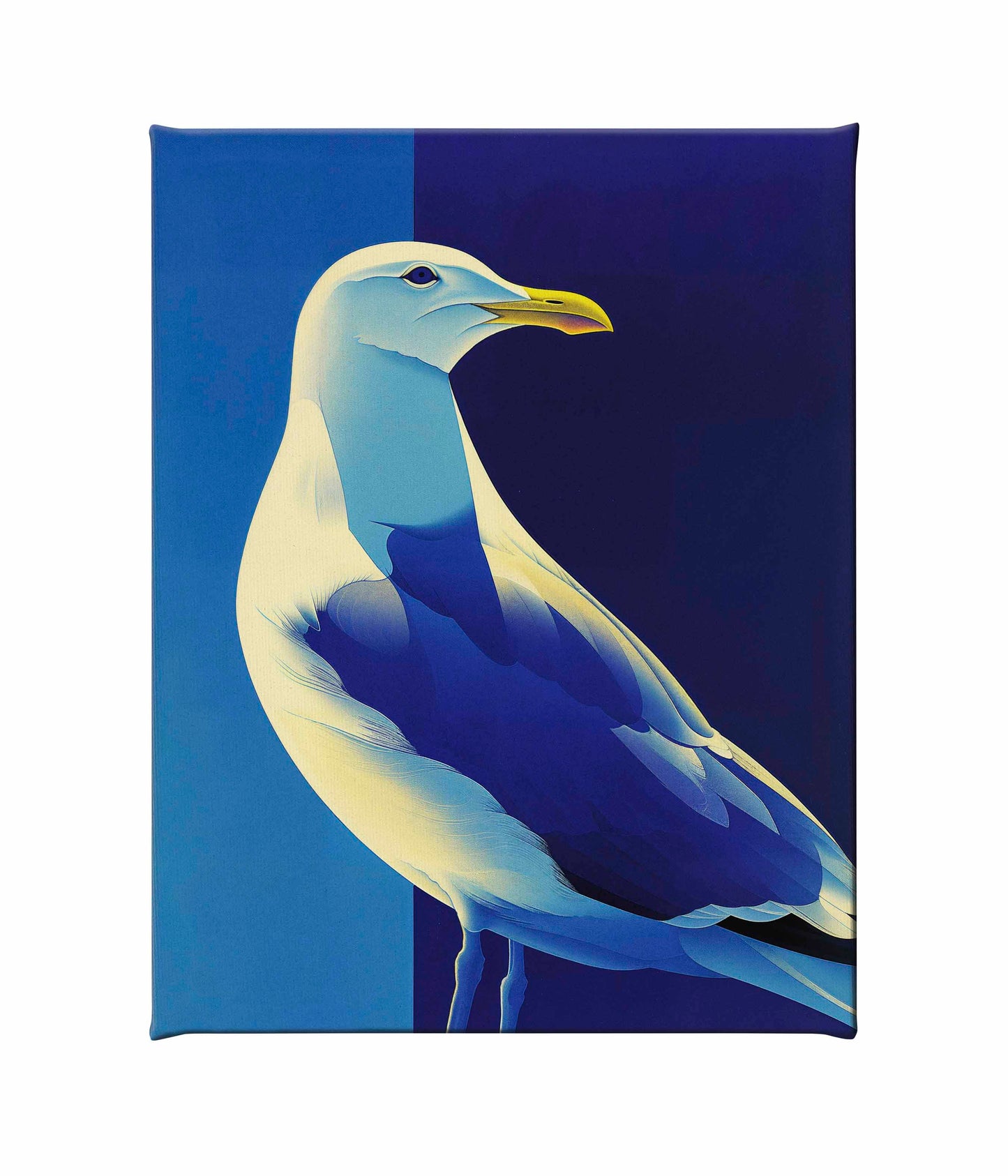 Luminous Sentinel - Seagull in Azure Light - Gallery Wrapped Canvas