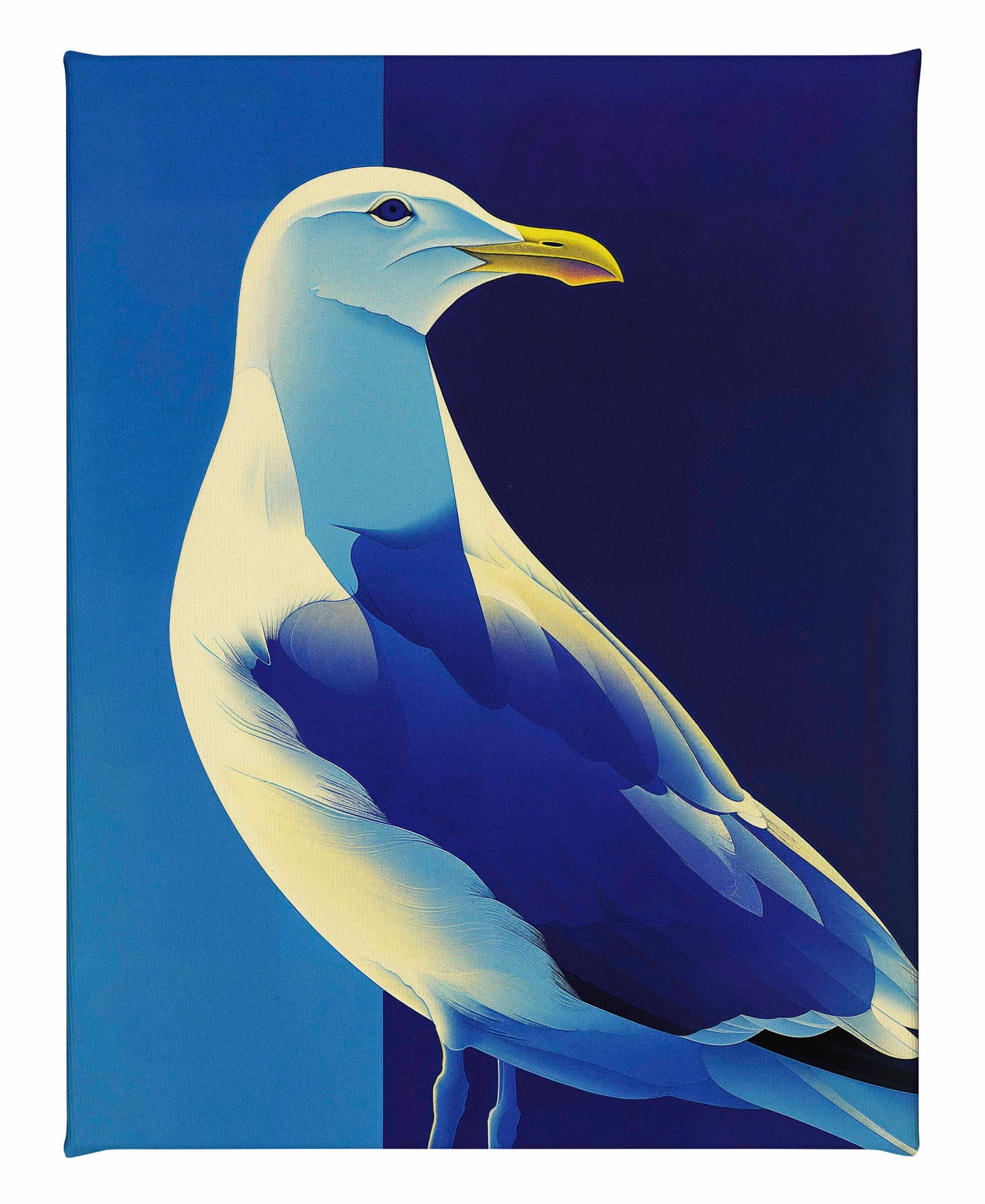 Luminous Sentinel - Seagull in Azure Light - Gallery Wrapped Canvas