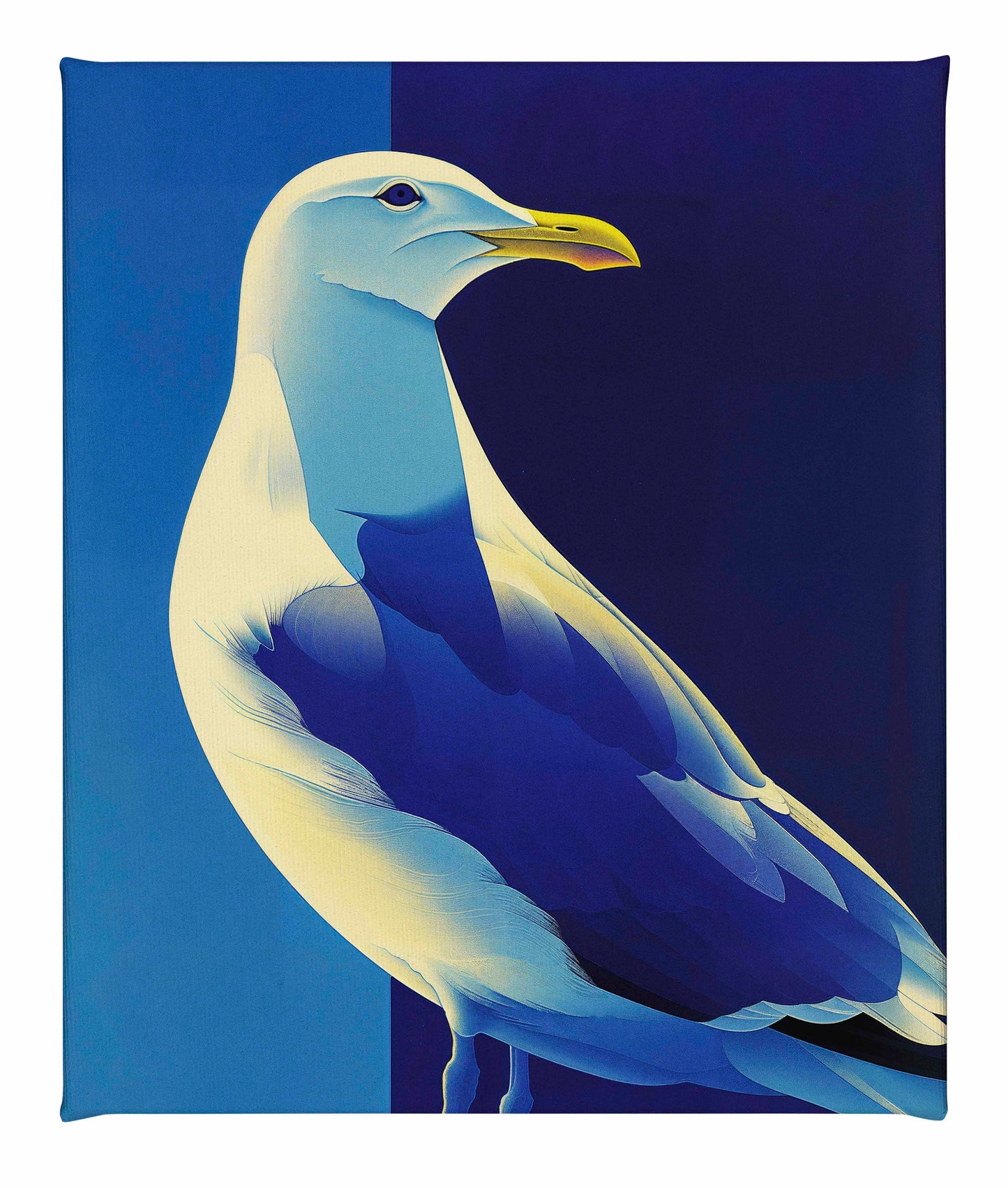 Luminous Sentinel - Seagull in Azure Light - Gallery Wrapped Canvas