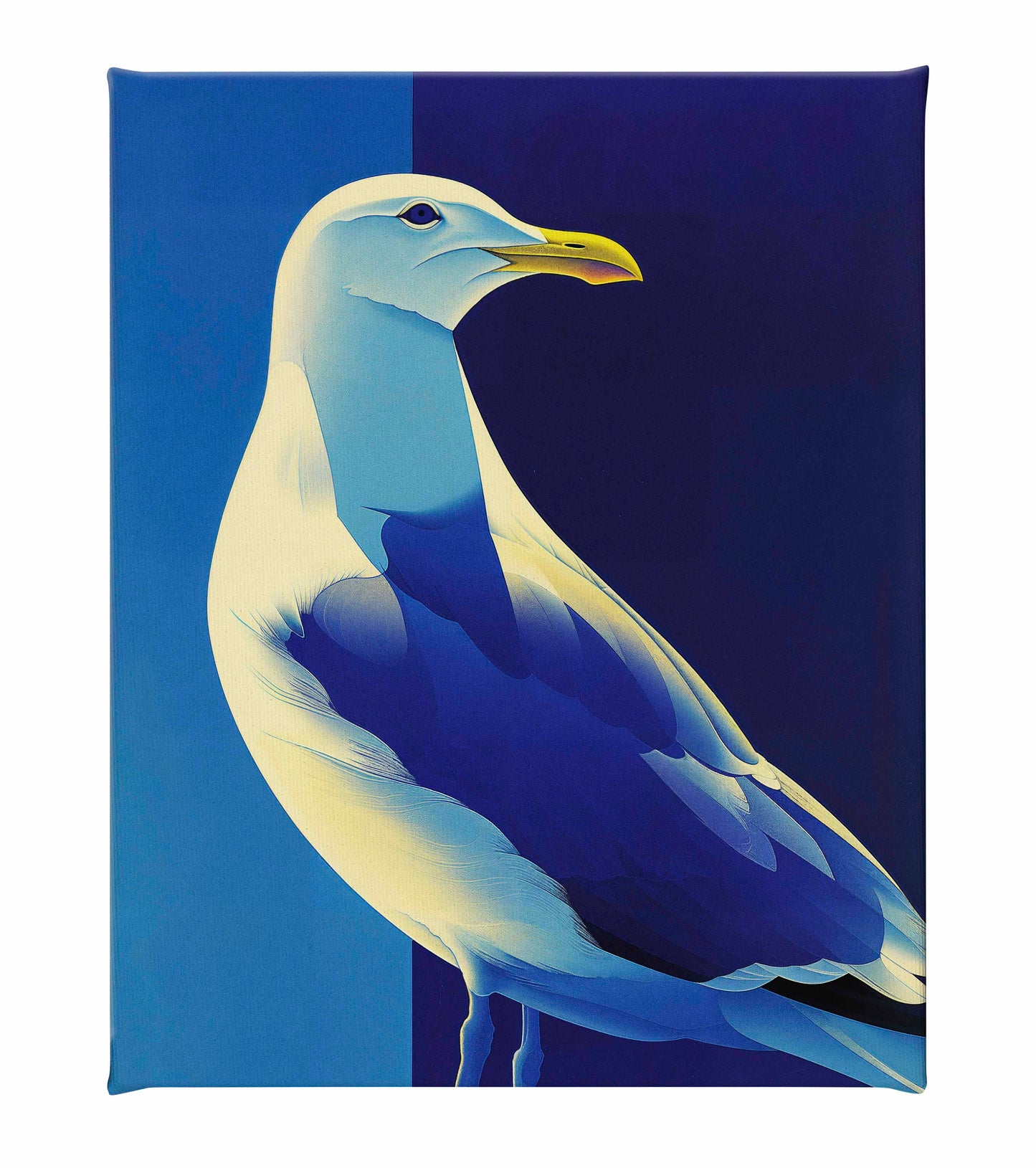 Luminous Sentinel - Seagull in Azure Light - Gallery Wrapped Canvas