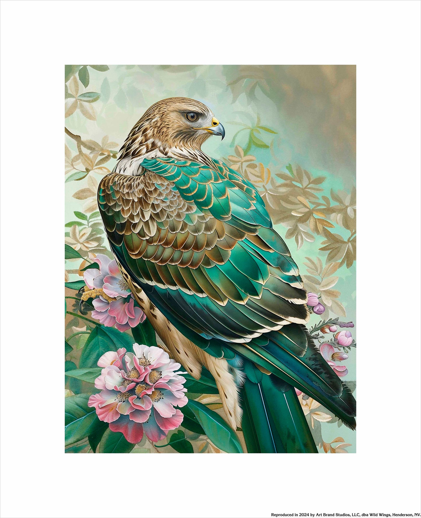 Emerald Majesty - Hawk Amidst Blossoms - Art Prints