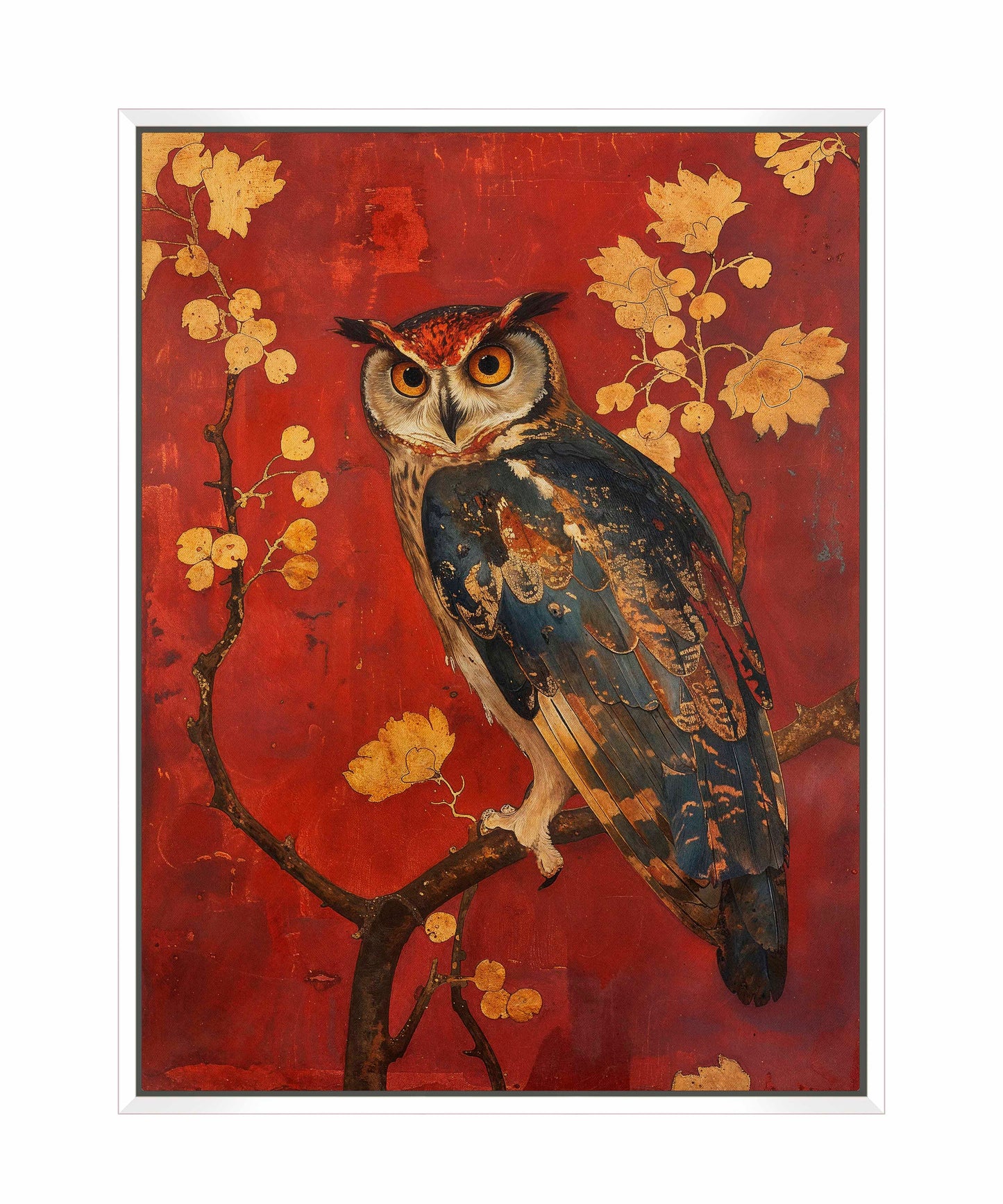 Majestic Watcher - Owl in Golden Foliage - Gallery Wrapped Canvas