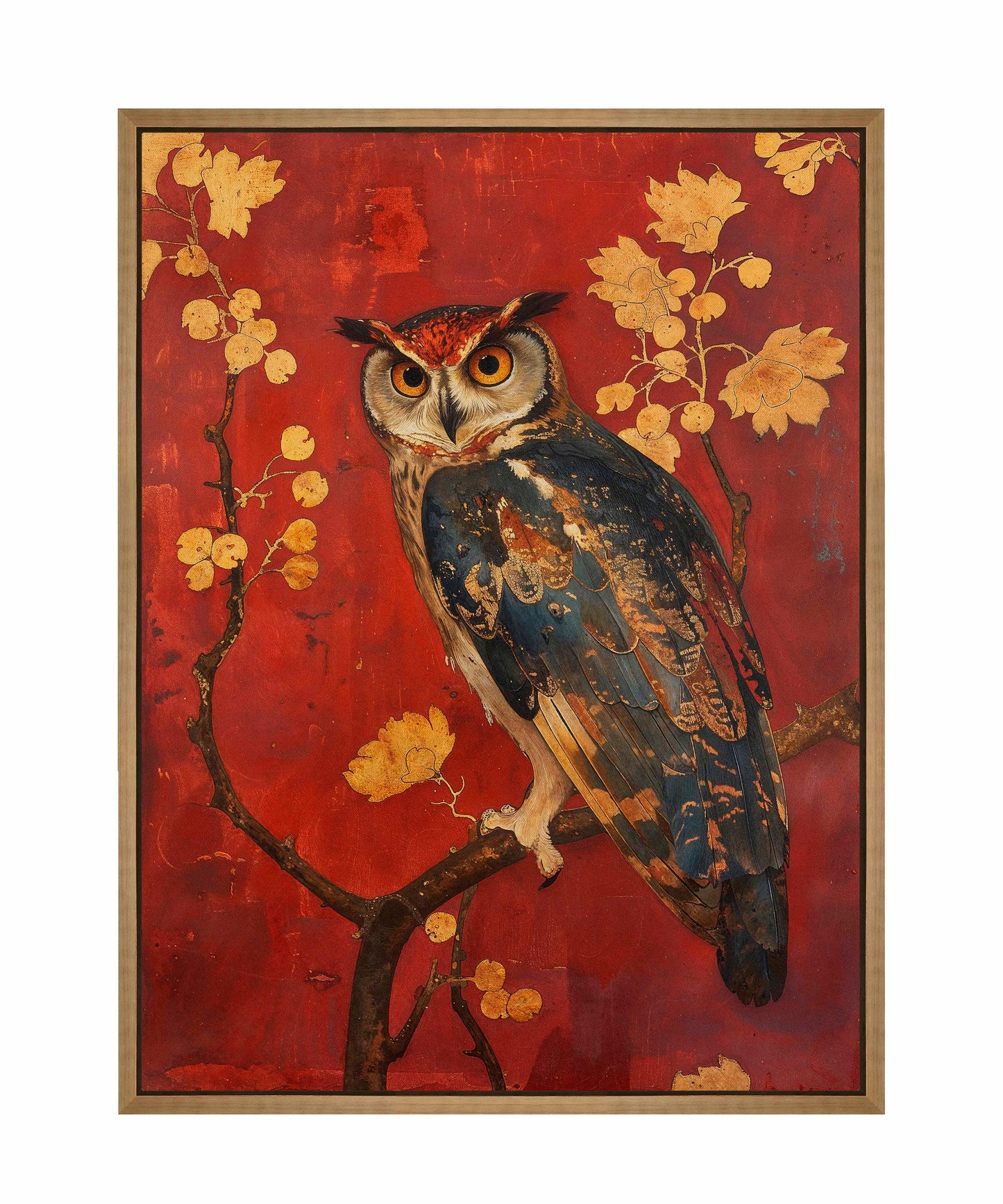 Majestic Watcher - Owl in Golden Foliage - Gallery Wrapped Canvas