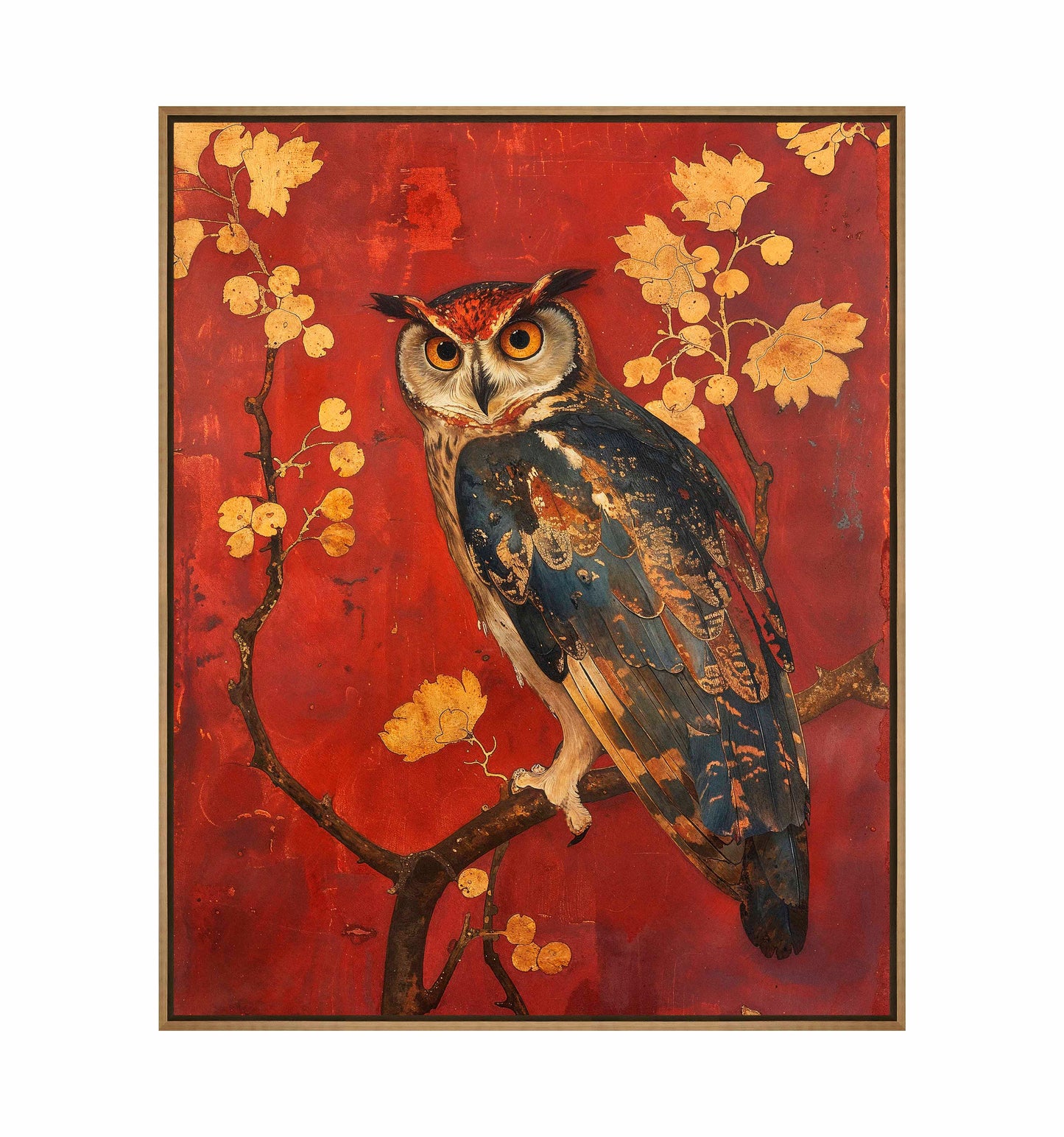 Majestic Watcher - Owl in Golden Foliage - Gallery Wrapped Canvas