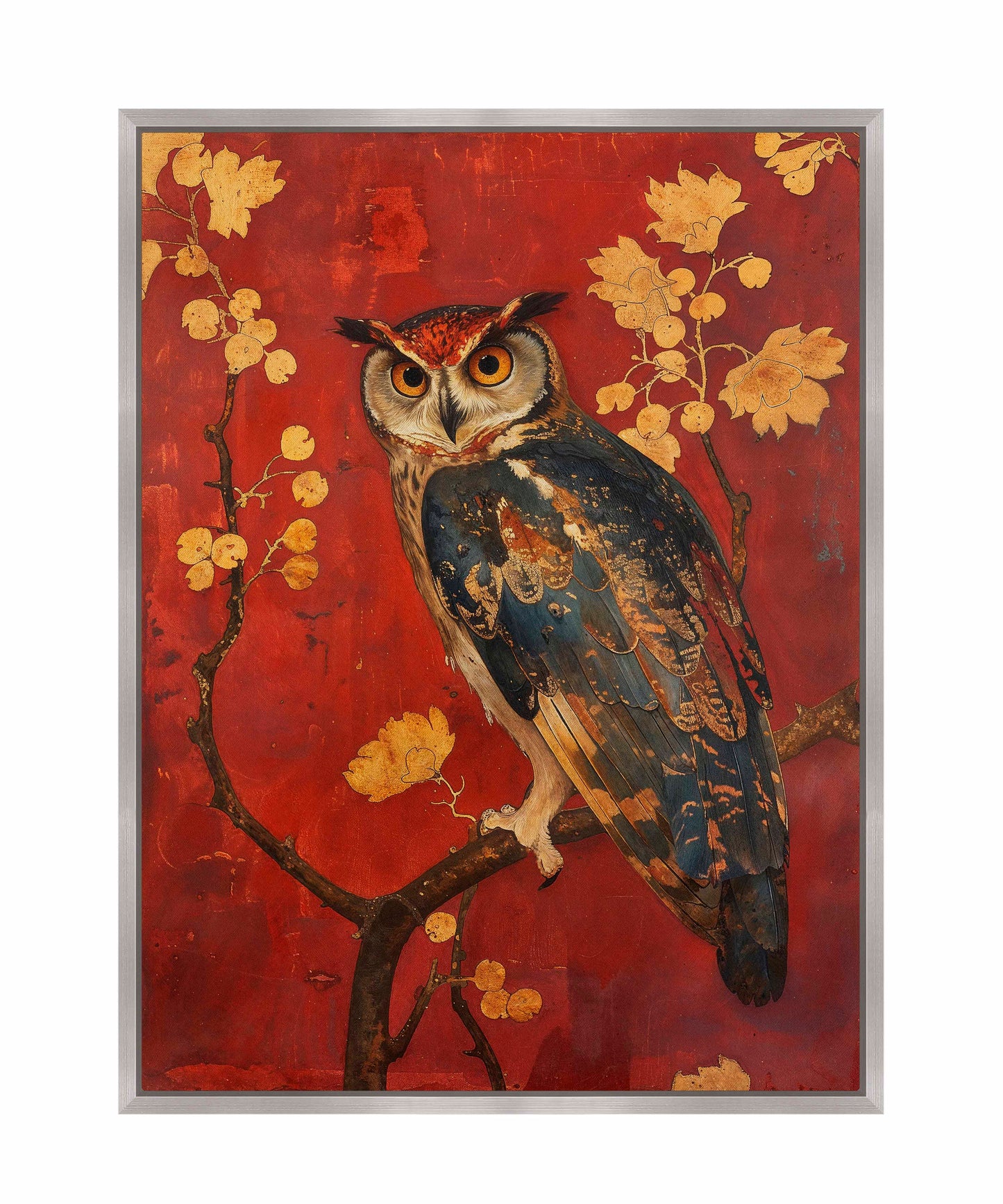 Majestic Watcher - Owl in Golden Foliage - Gallery Wrapped Canvas