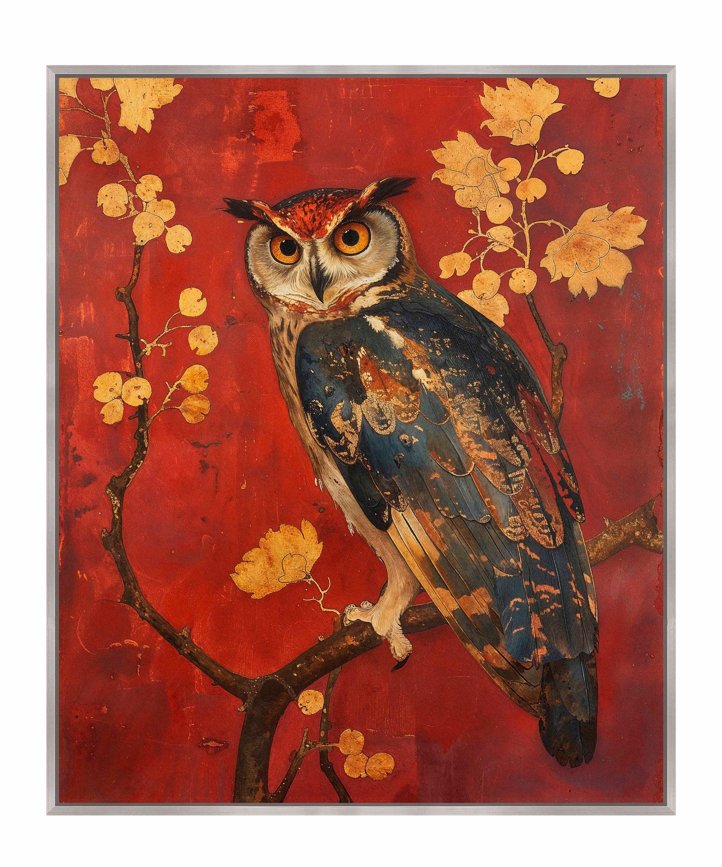Majestic Watcher - Owl in Golden Foliage - Gallery Wrapped Canvas