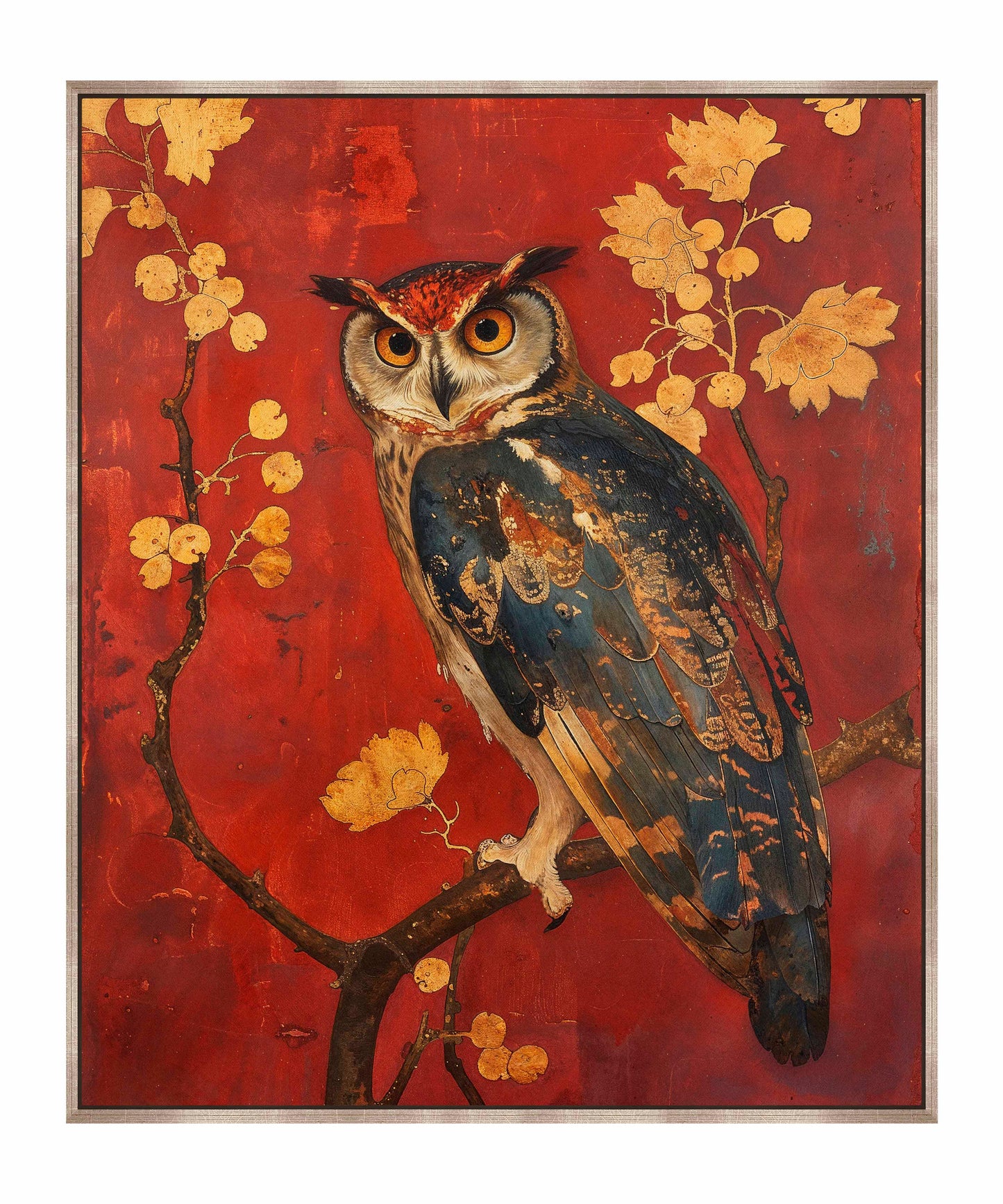 Majestic Watcher - Owl in Golden Foliage - Gallery Wrapped Canvas