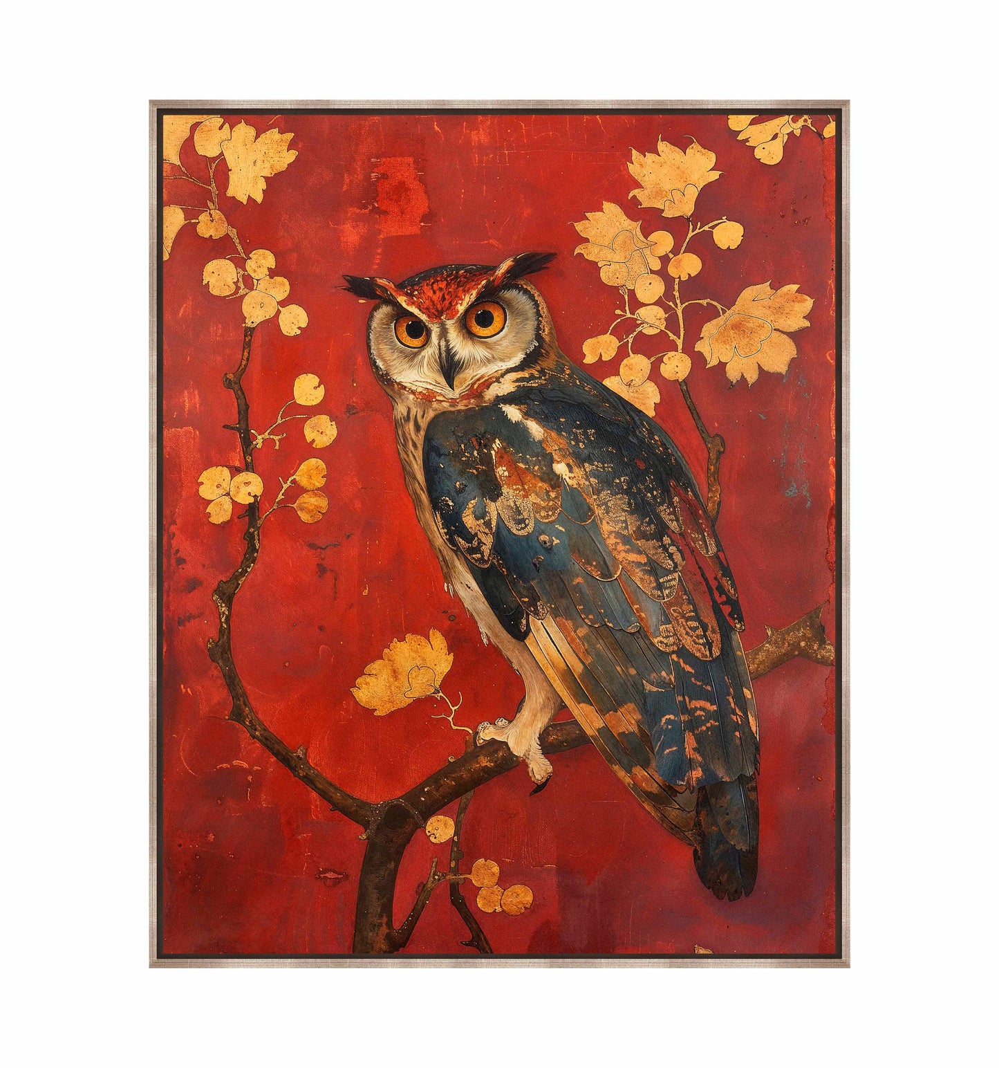 Majestic Watcher - Owl in Golden Foliage - Gallery Wrapped Canvas
