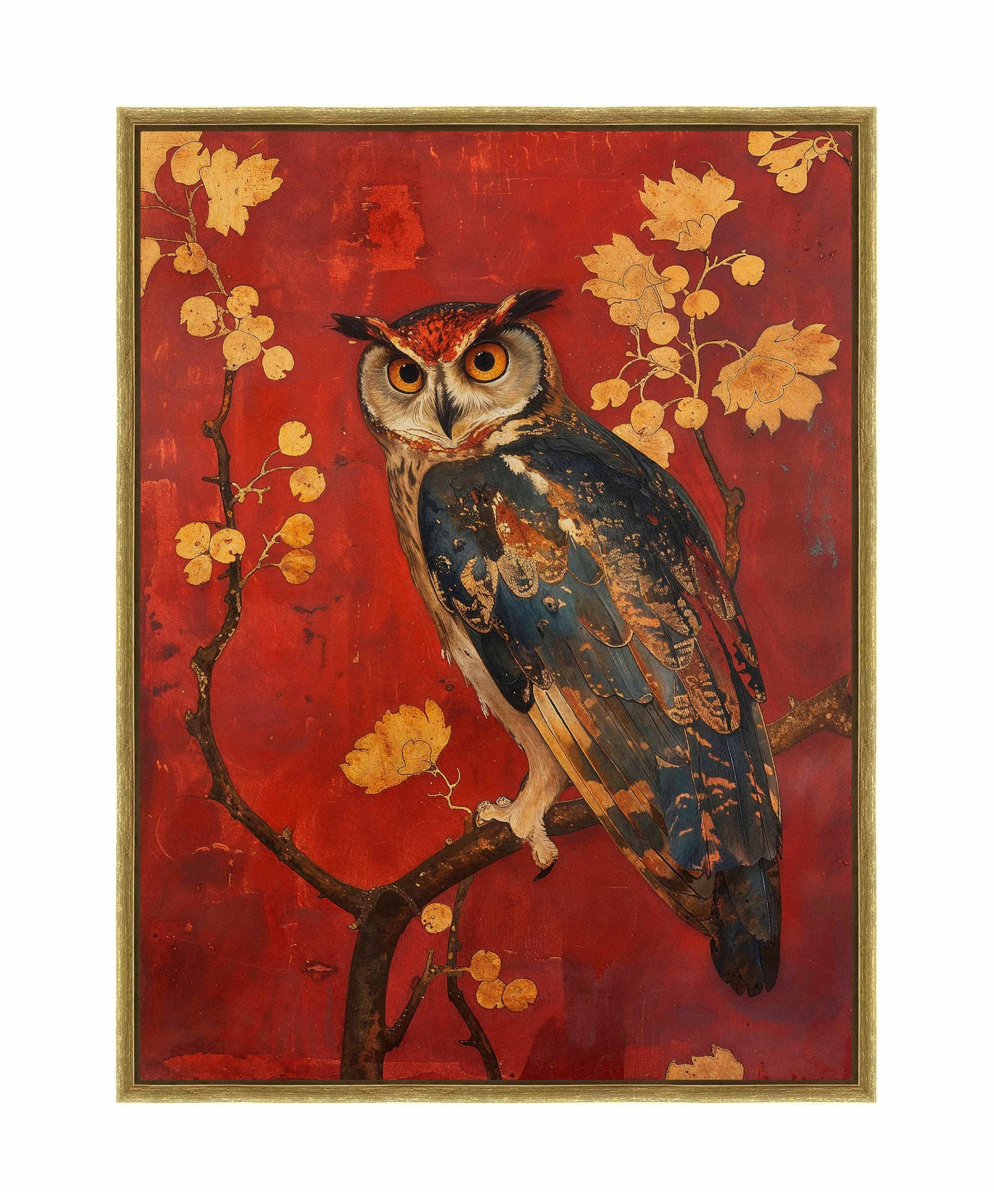 Majestic Watcher - Owl in Golden Foliage - Gallery Wrapped Canvas