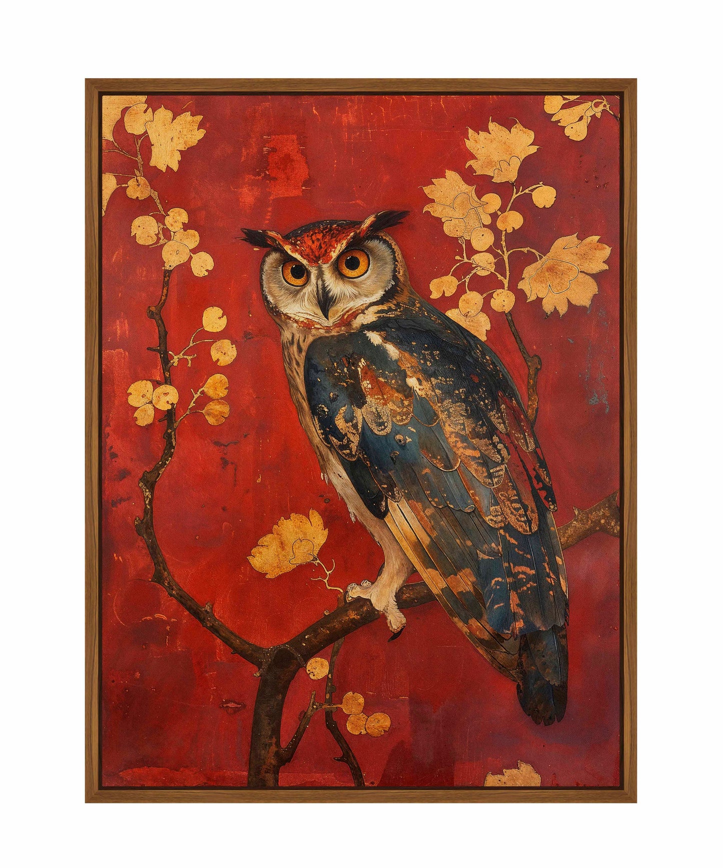 Majestic Watcher - Owl in Golden Foliage - Gallery Wrapped Canvas