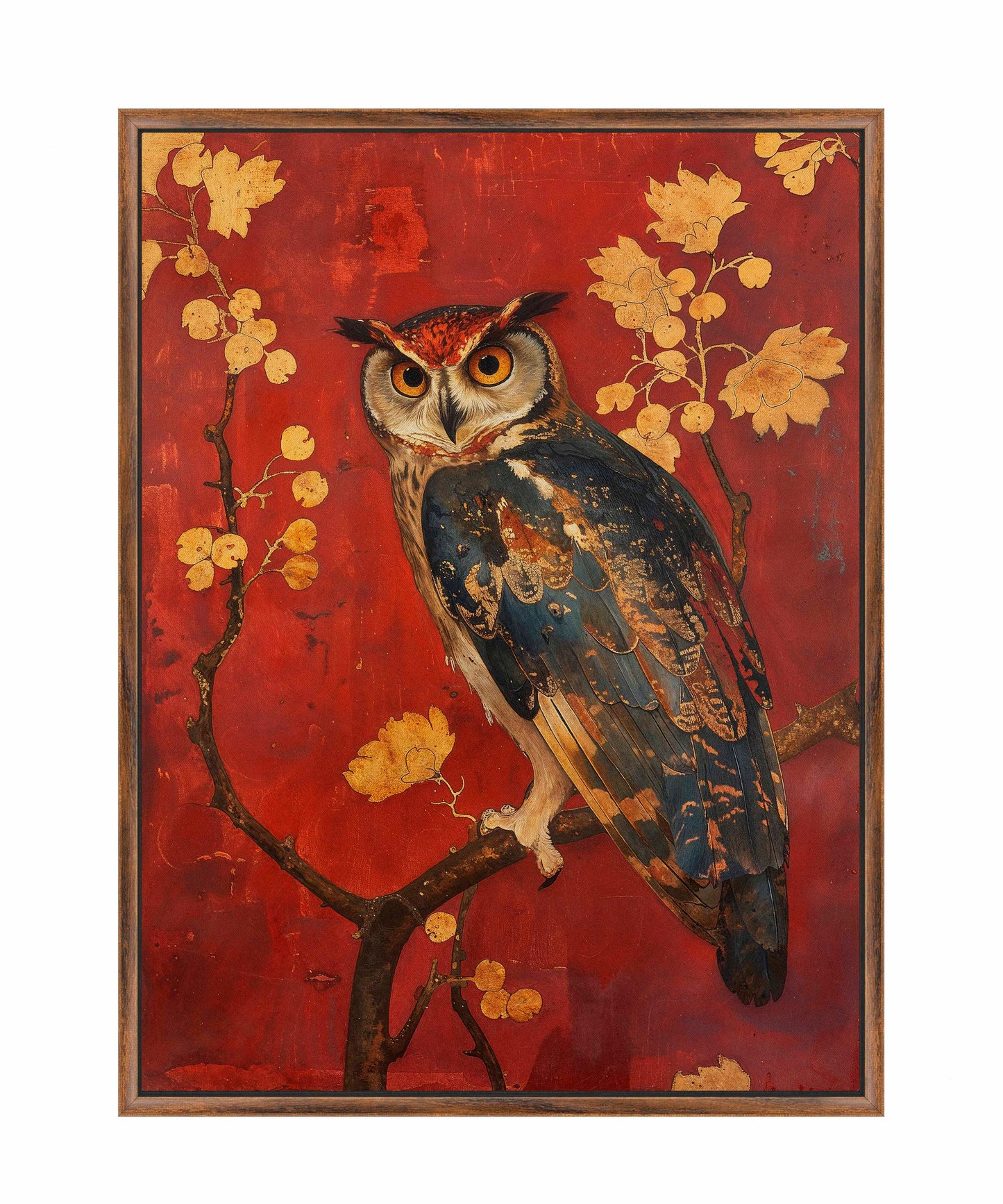 Majestic Watcher - Owl in Golden Foliage - Gallery Wrapped Canvas