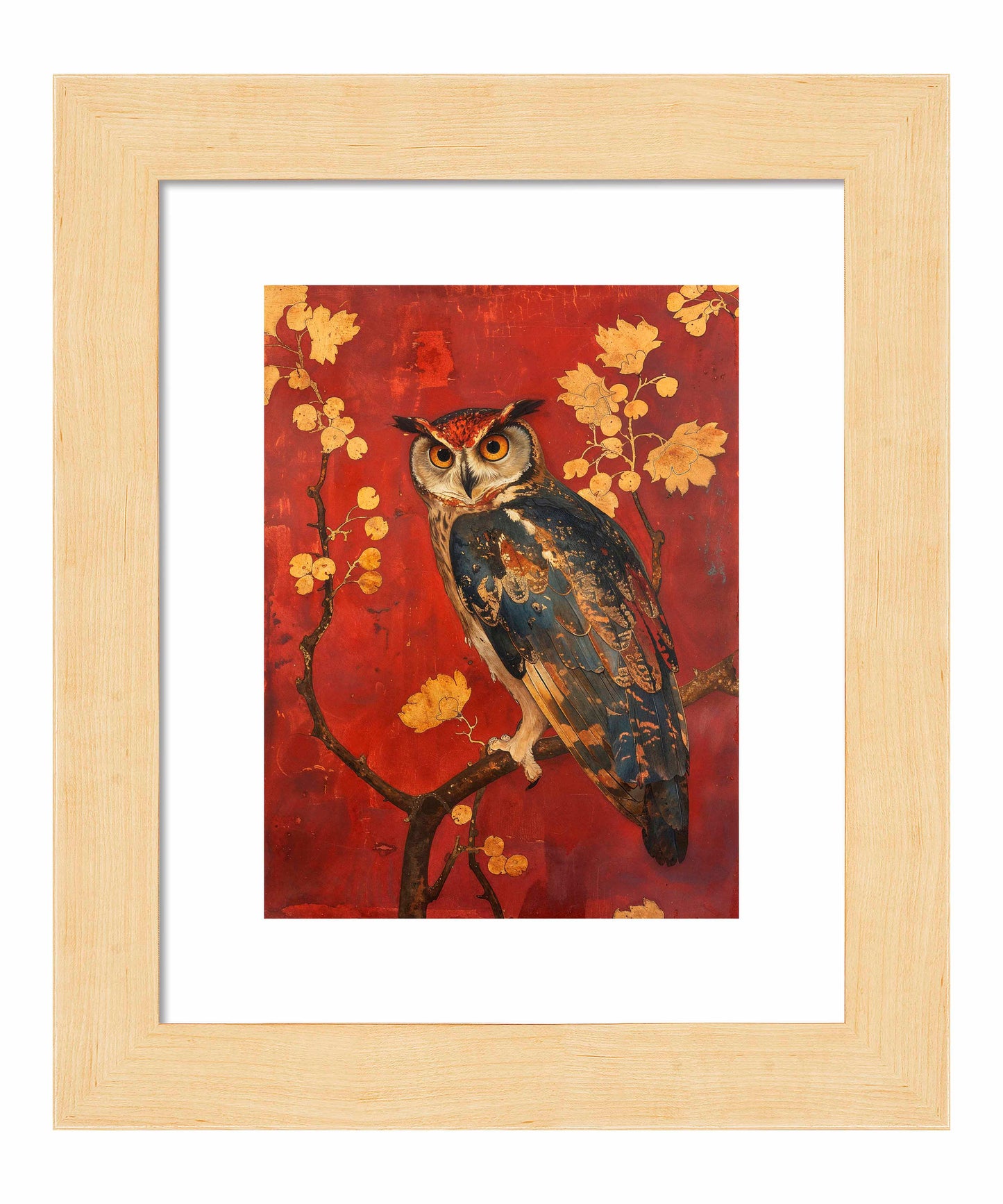 Majestic Watcher - Owl in Golden Foliage - Art Prints
