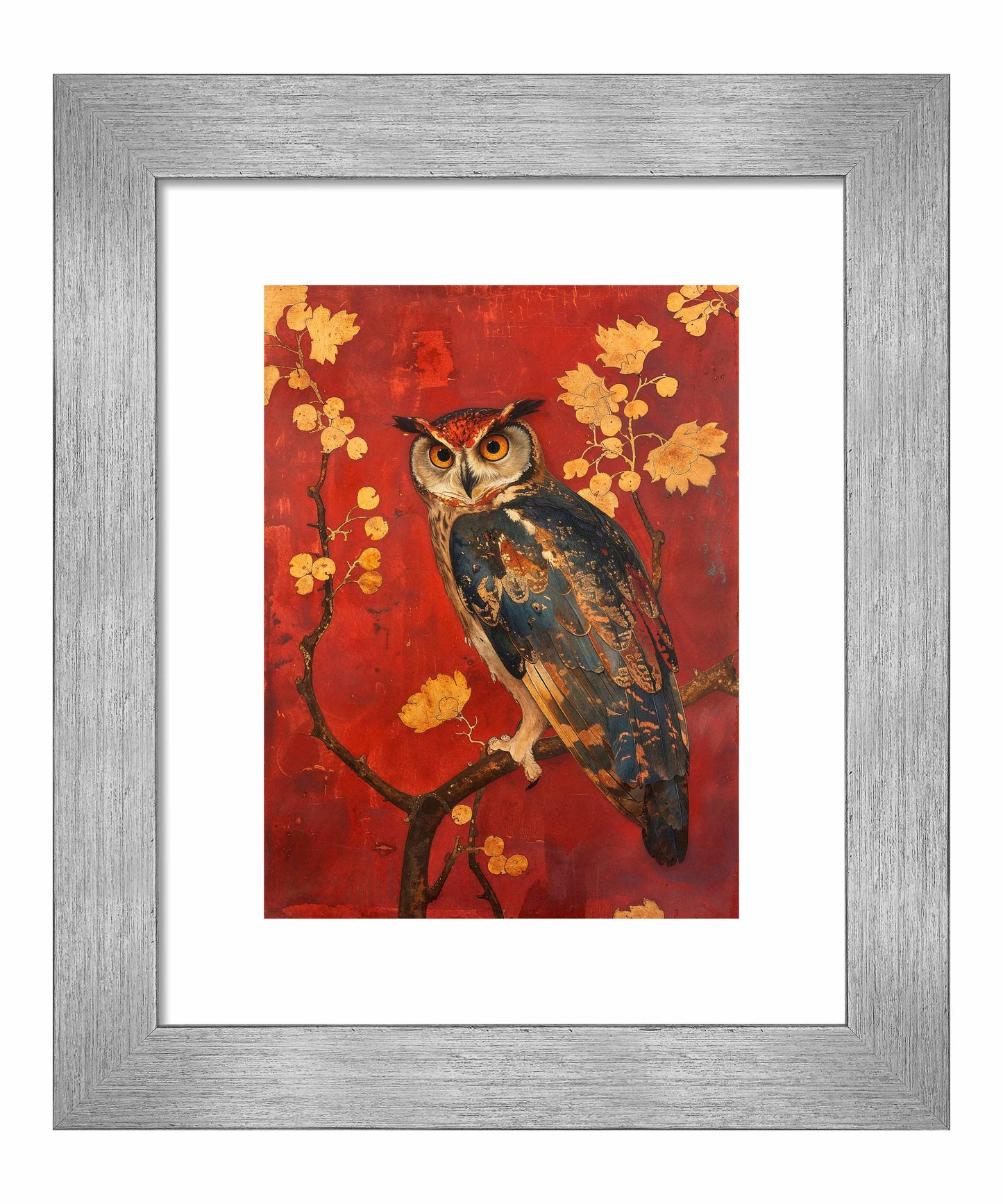 Majestic Watcher - Owl in Golden Foliage - Art Prints