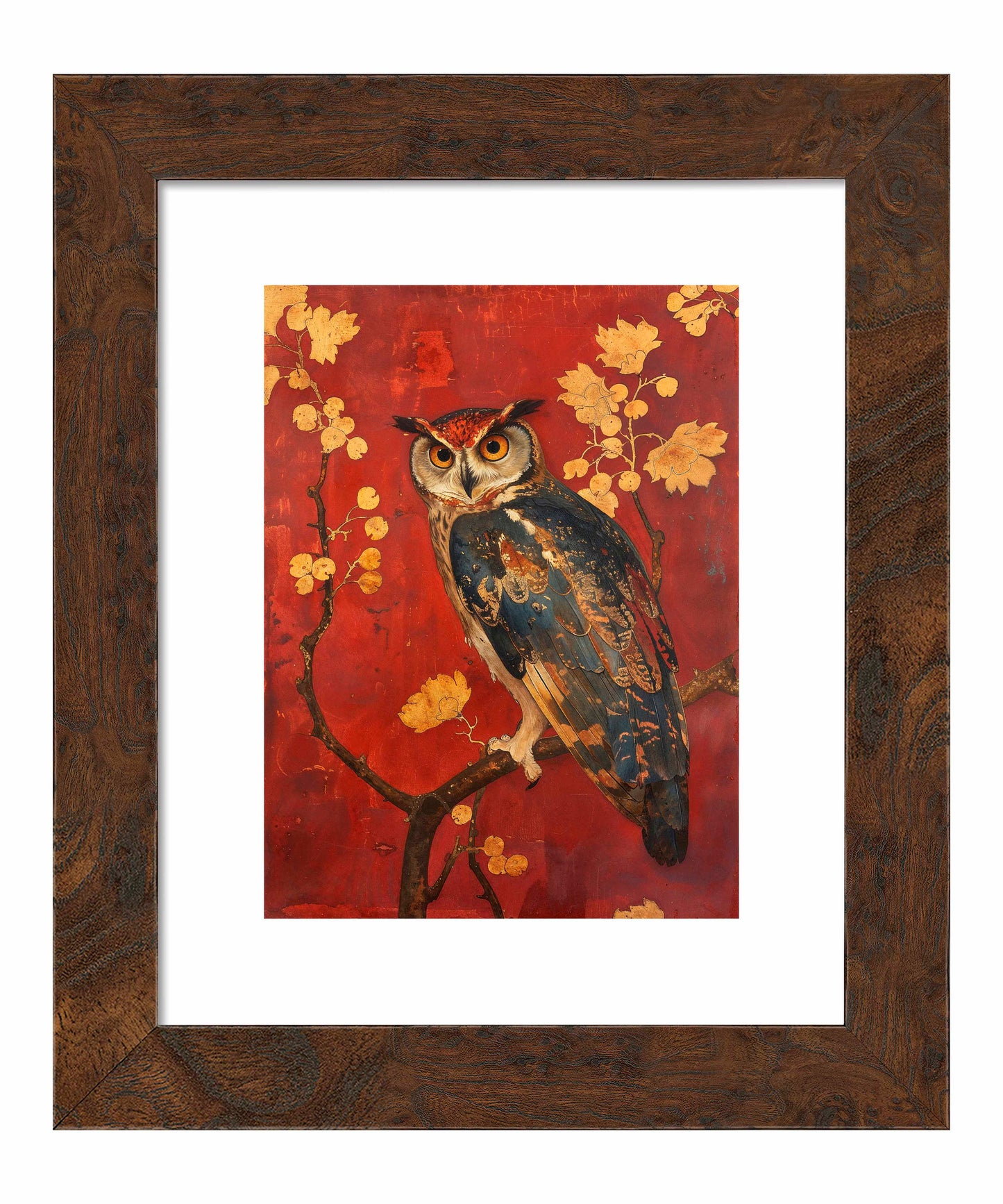 Majestic Watcher - Owl in Golden Foliage - Art Prints