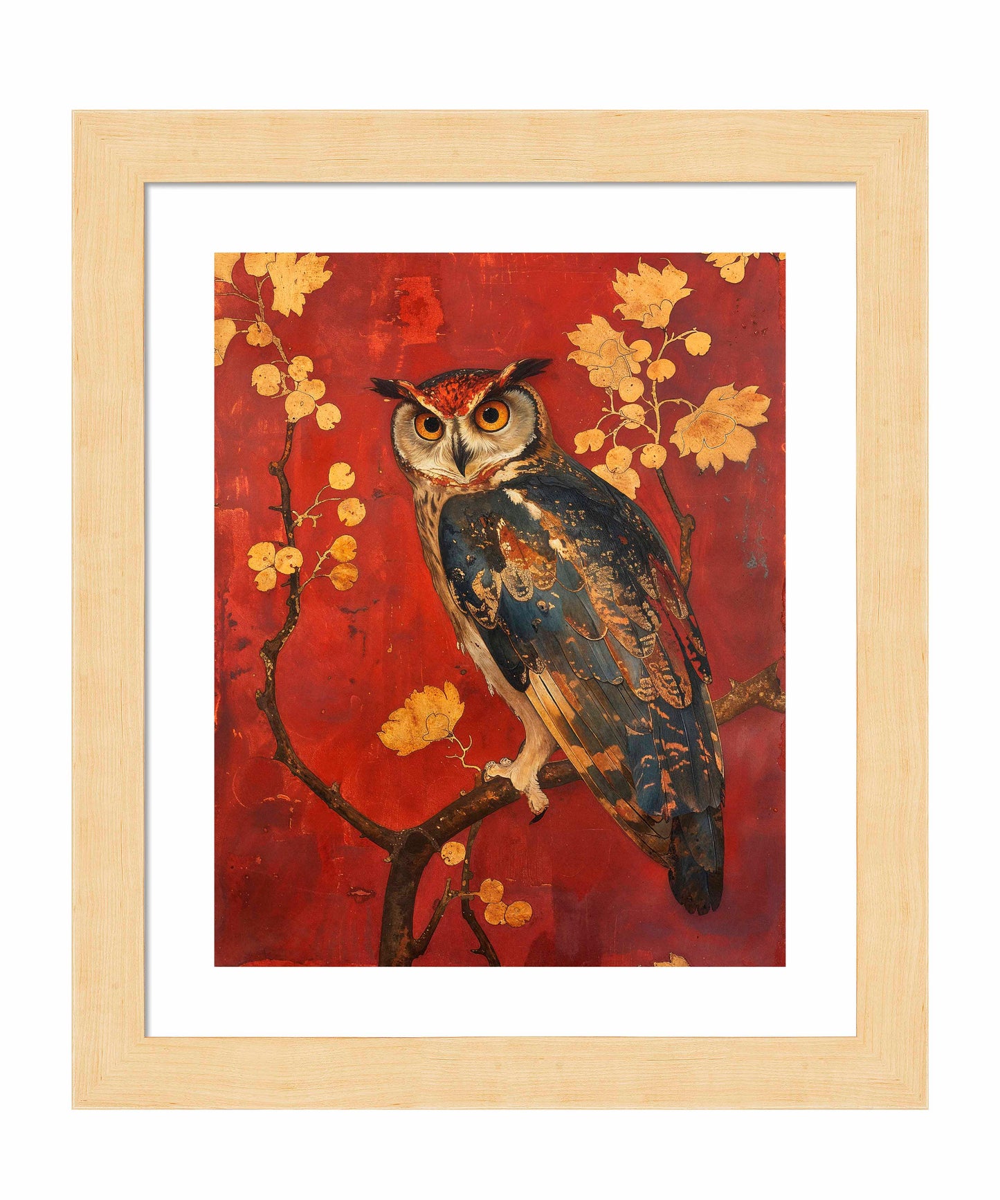 Majestic Watcher - Owl in Golden Foliage - Art Prints