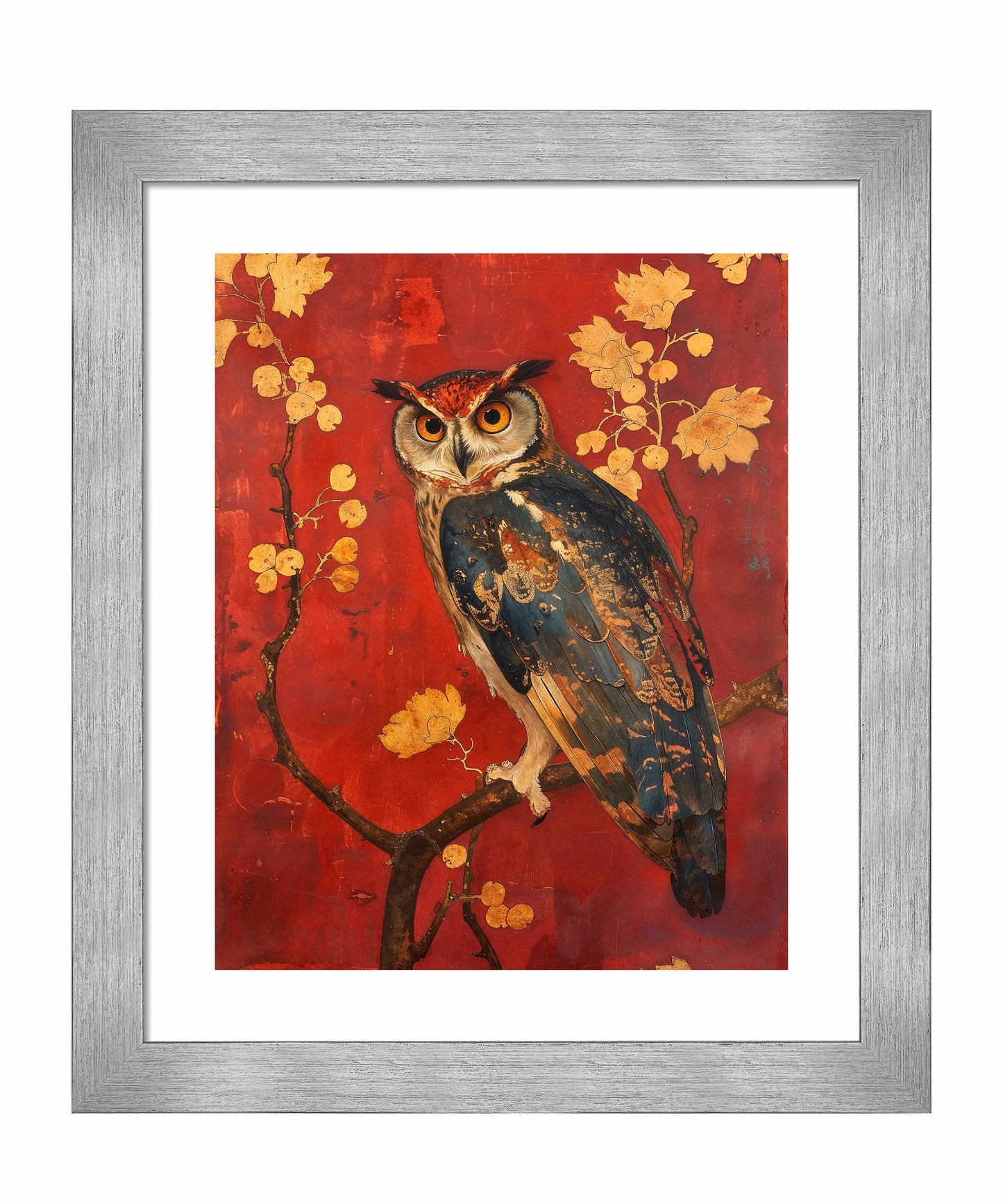 Majestic Watcher - Owl in Golden Foliage - Art Prints