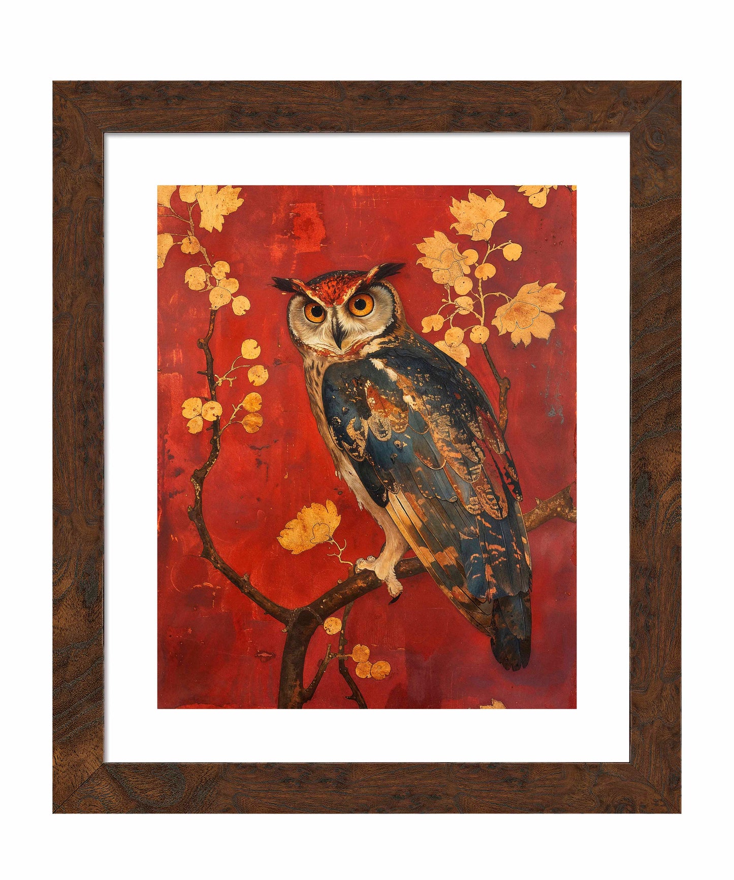 Majestic Watcher - Owl in Golden Foliage - Art Prints