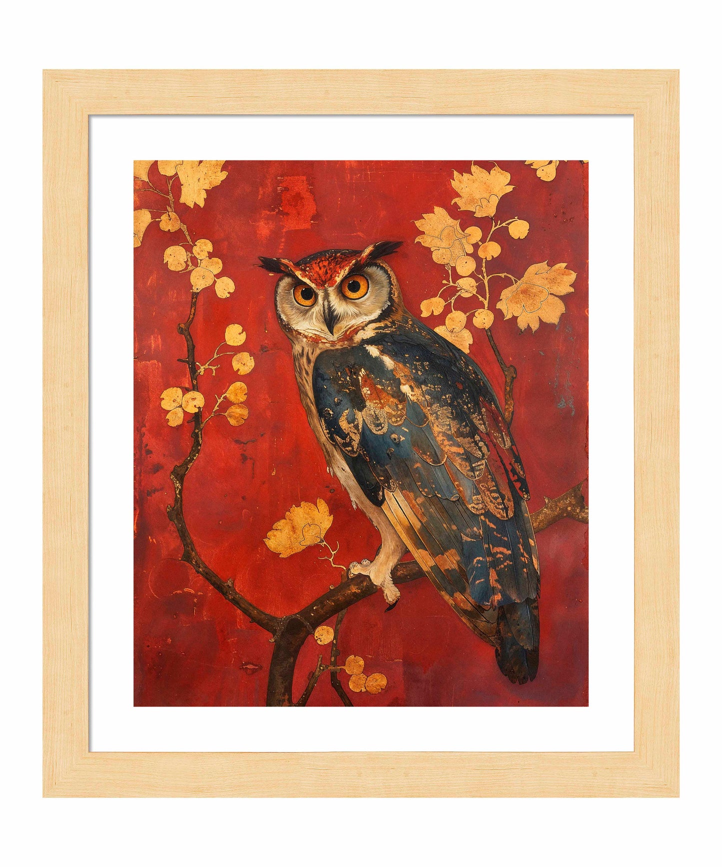 Majestic Watcher - Owl in Golden Foliage - Art Prints