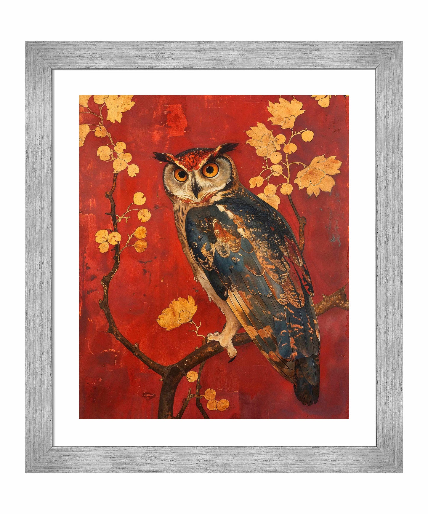 Majestic Watcher - Owl in Golden Foliage - Art Prints