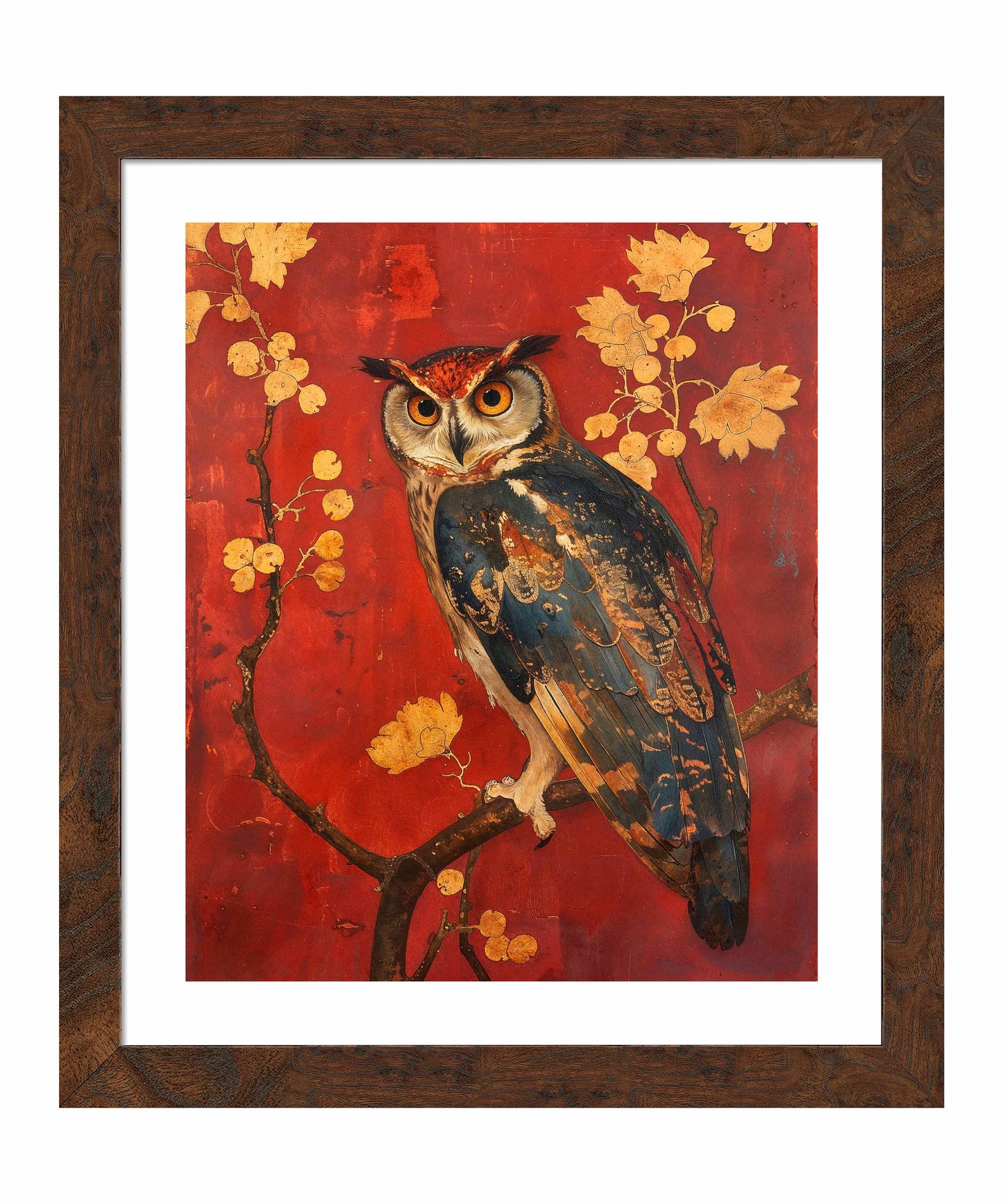 Majestic Watcher - Owl in Golden Foliage - Art Prints