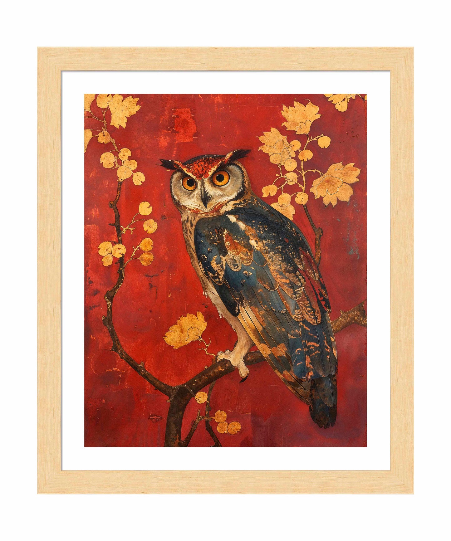 Majestic Watcher - Owl in Golden Foliage - Art Prints