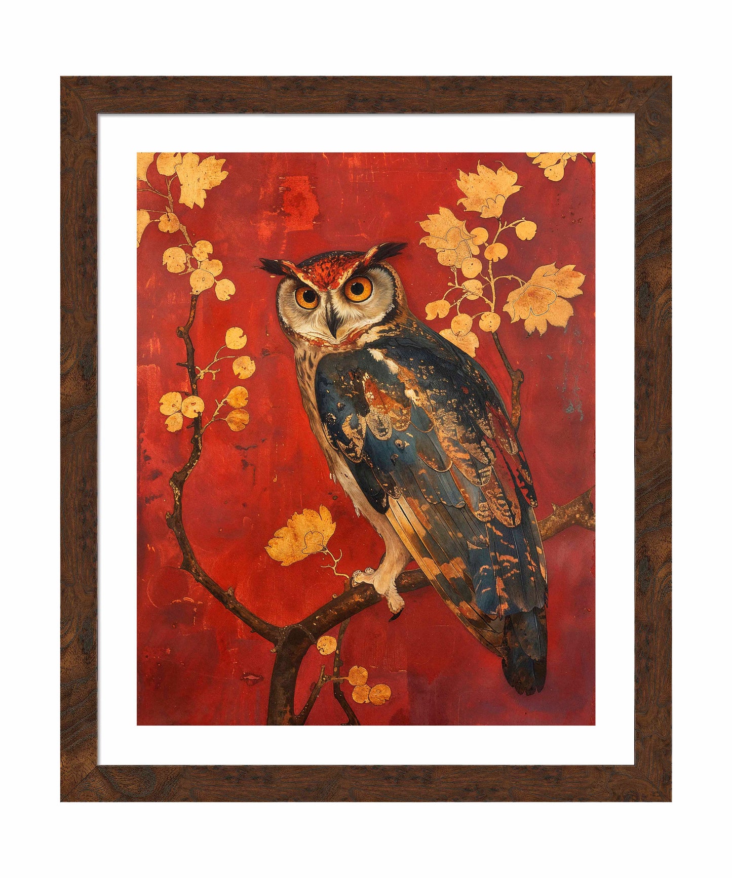 Majestic Watcher - Owl in Golden Foliage - Art Prints