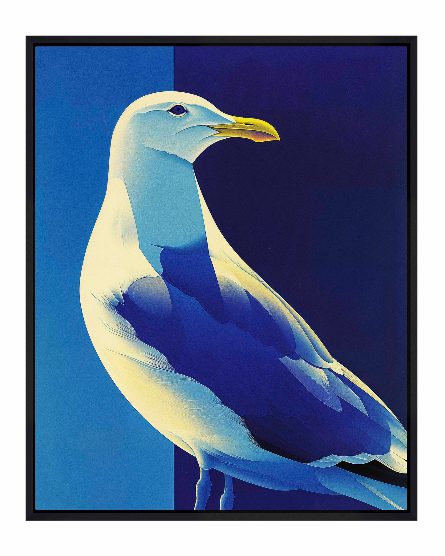 Luminous Sentinel - Seagull in Azure Light - Gallery Wrapped Canvas