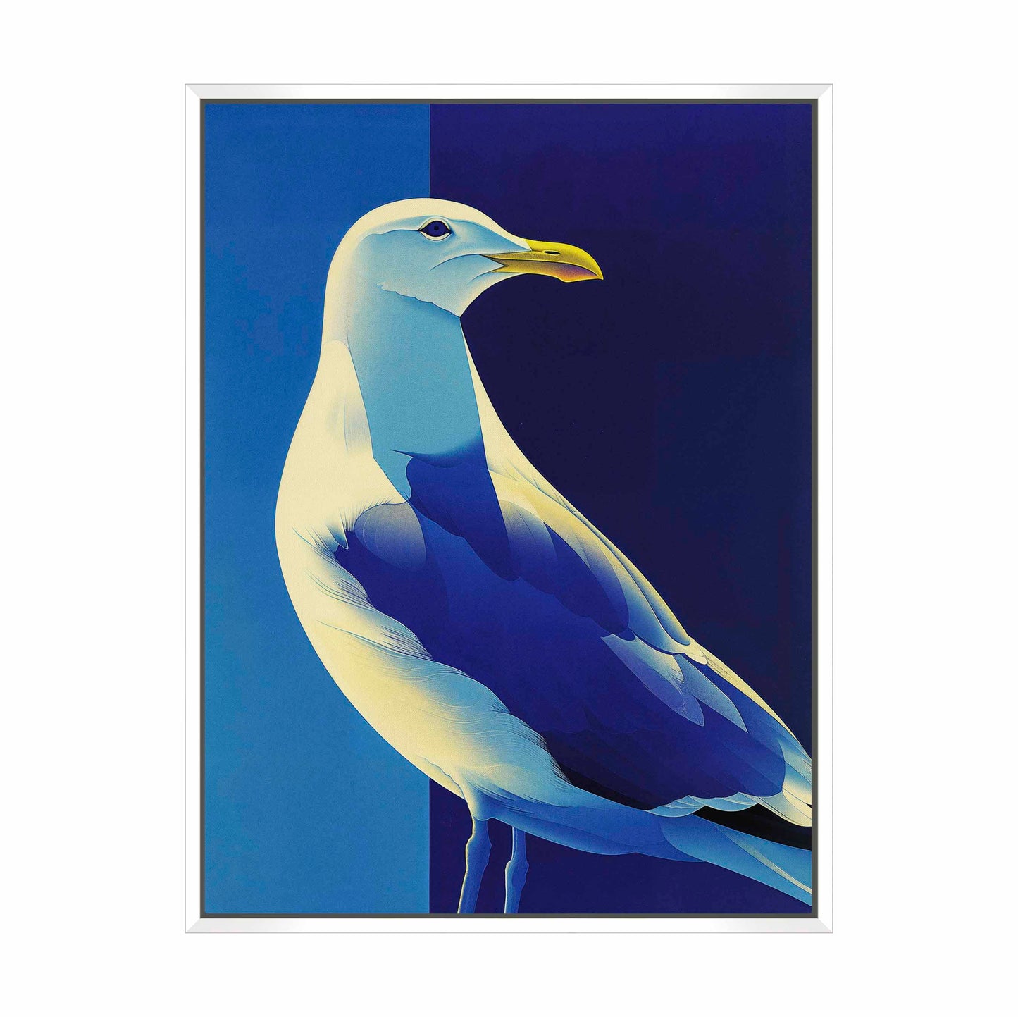 Luminous Sentinel - Seagull in Azure Light - Gallery Wrapped Canvas