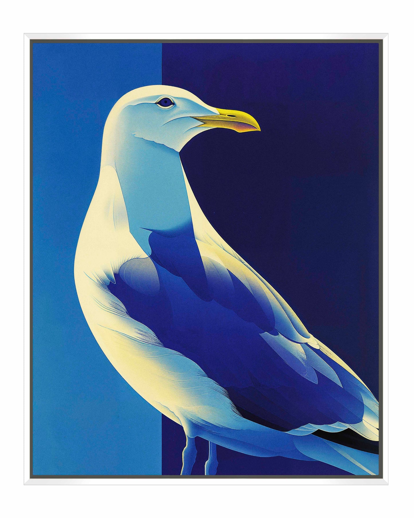 Luminous Sentinel - Seagull in Azure Light - Gallery Wrapped Canvas