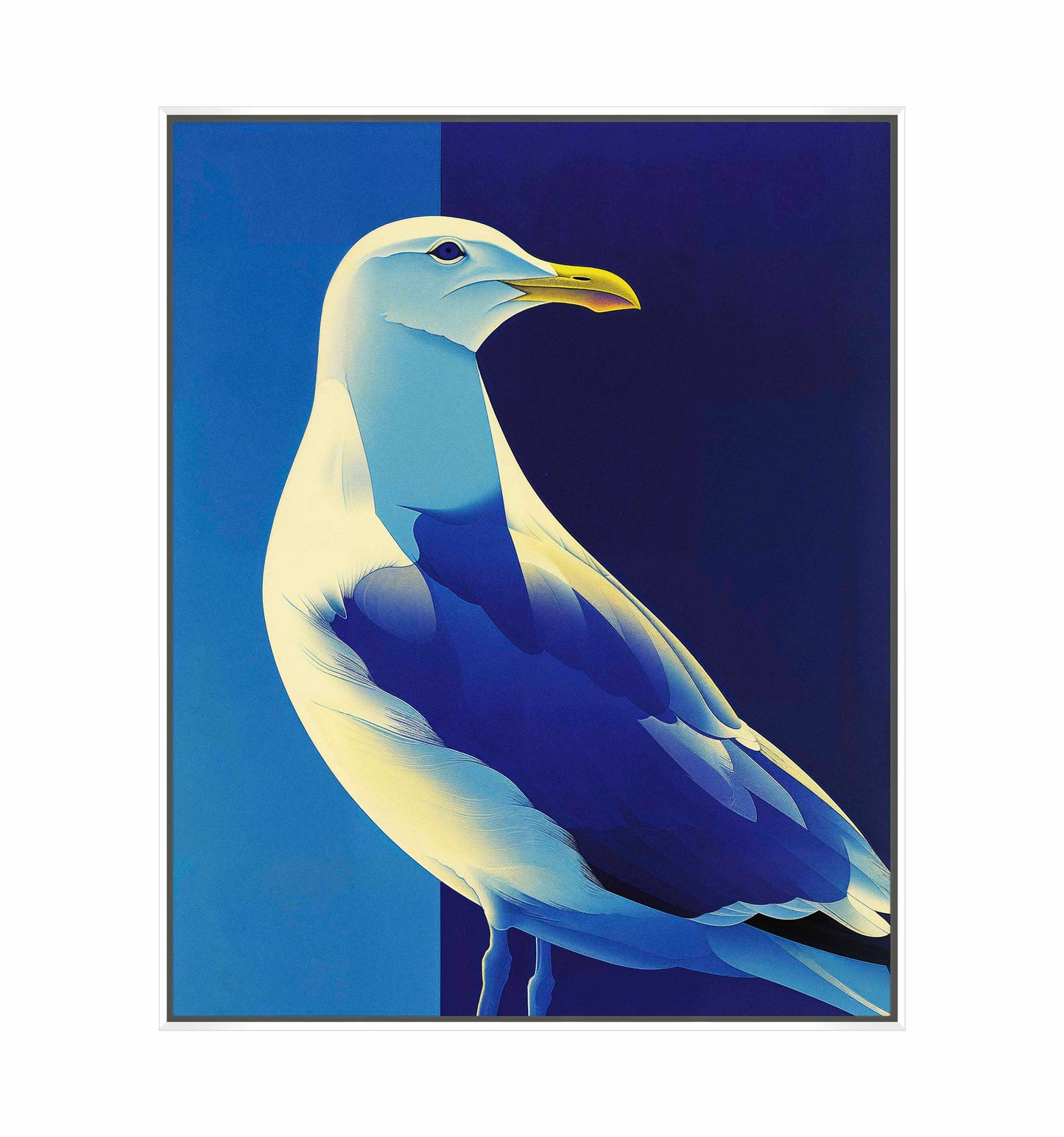 Luminous Sentinel - Seagull in Azure Light - Gallery Wrapped Canvas