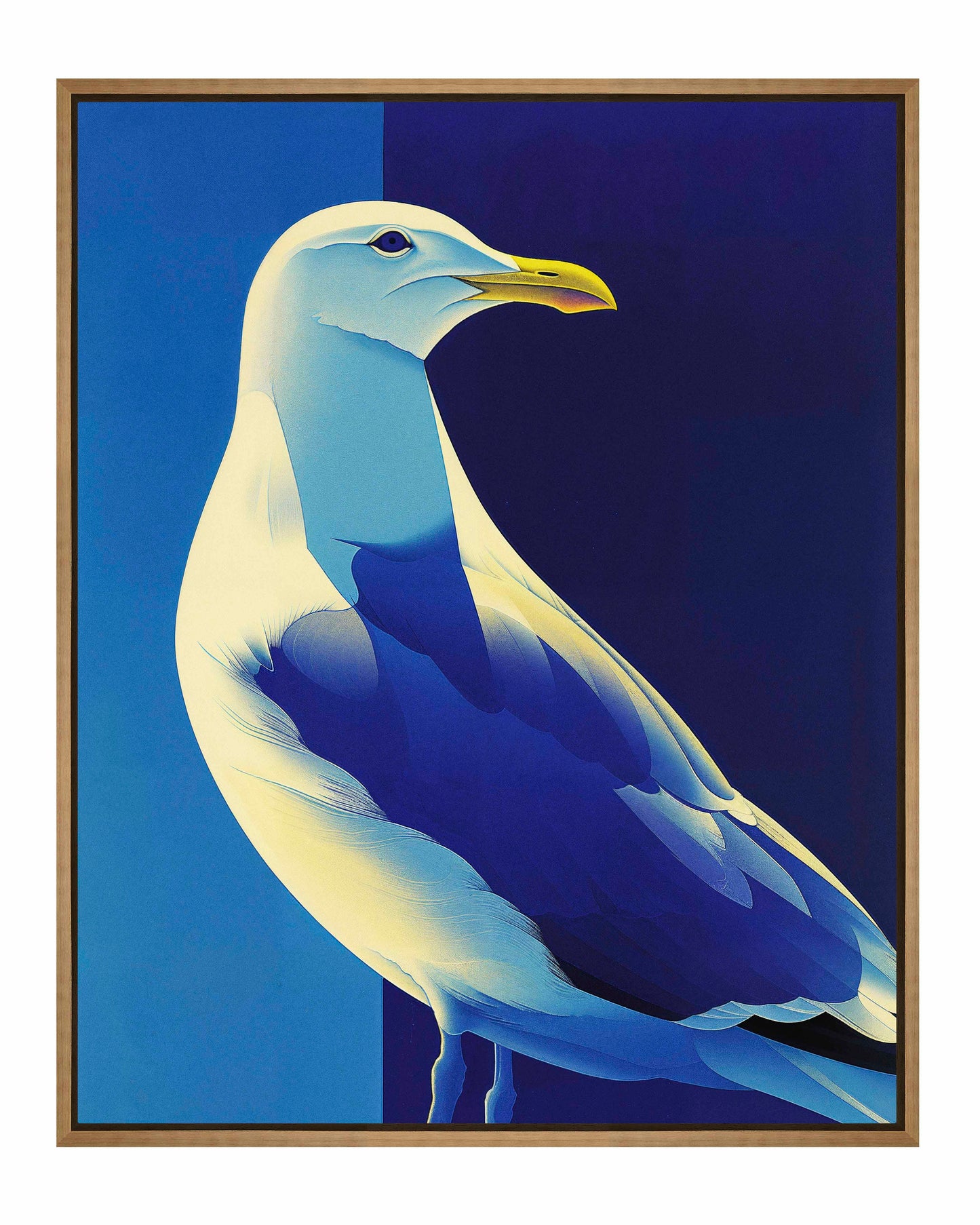 Luminous Sentinel - Seagull in Azure Light - Gallery Wrapped Canvas