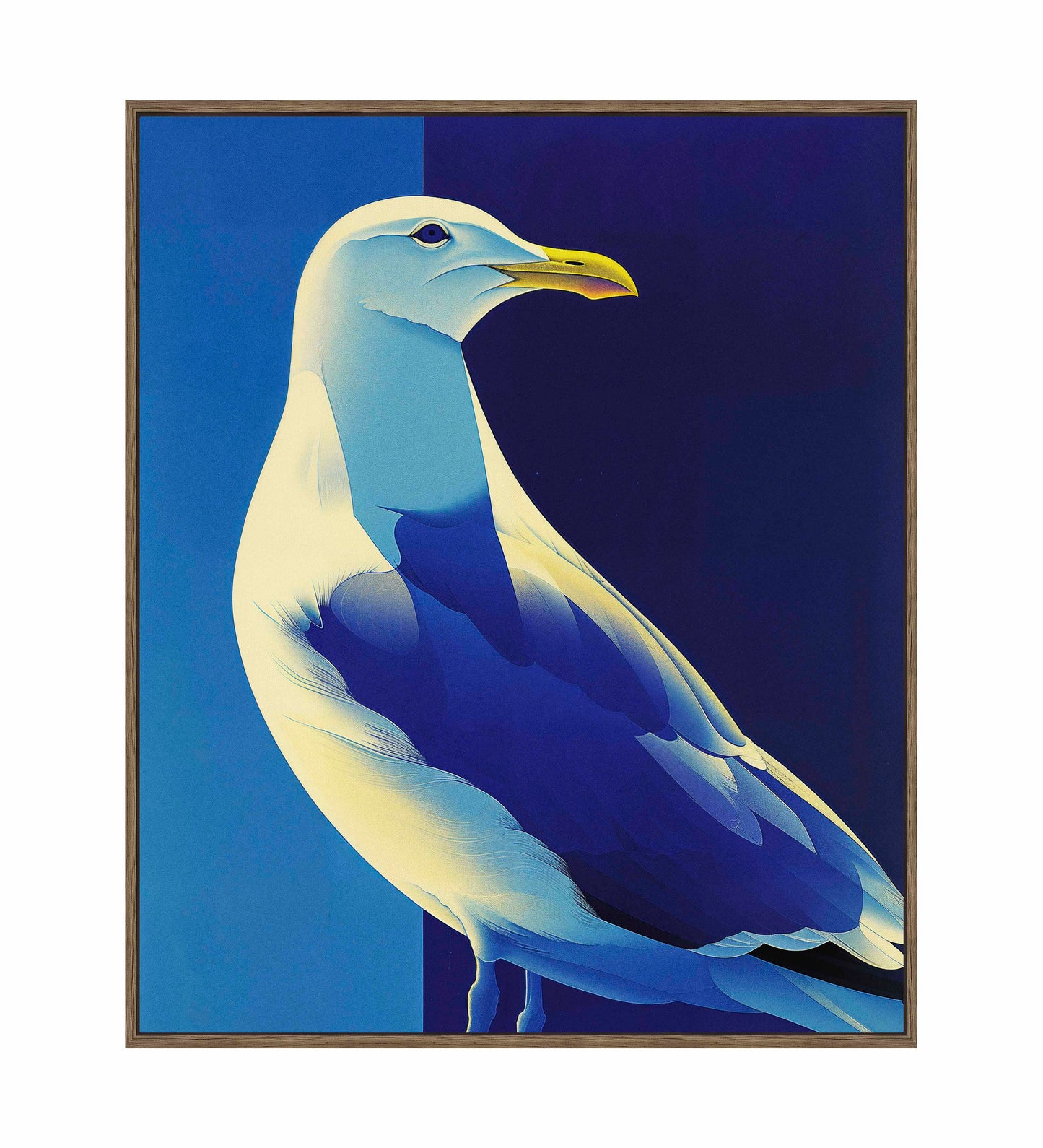 Luminous Sentinel - Seagull in Azure Light - Gallery Wrapped Canvas