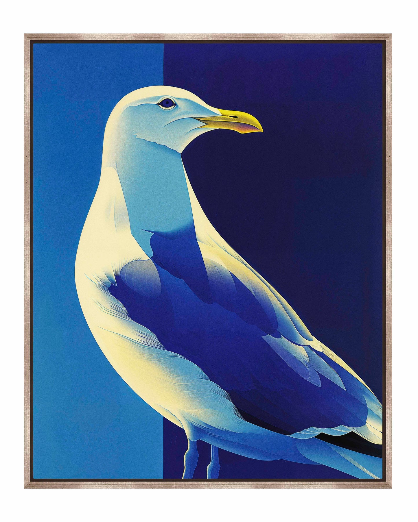 Luminous Sentinel - Seagull in Azure Light - Gallery Wrapped Canvas