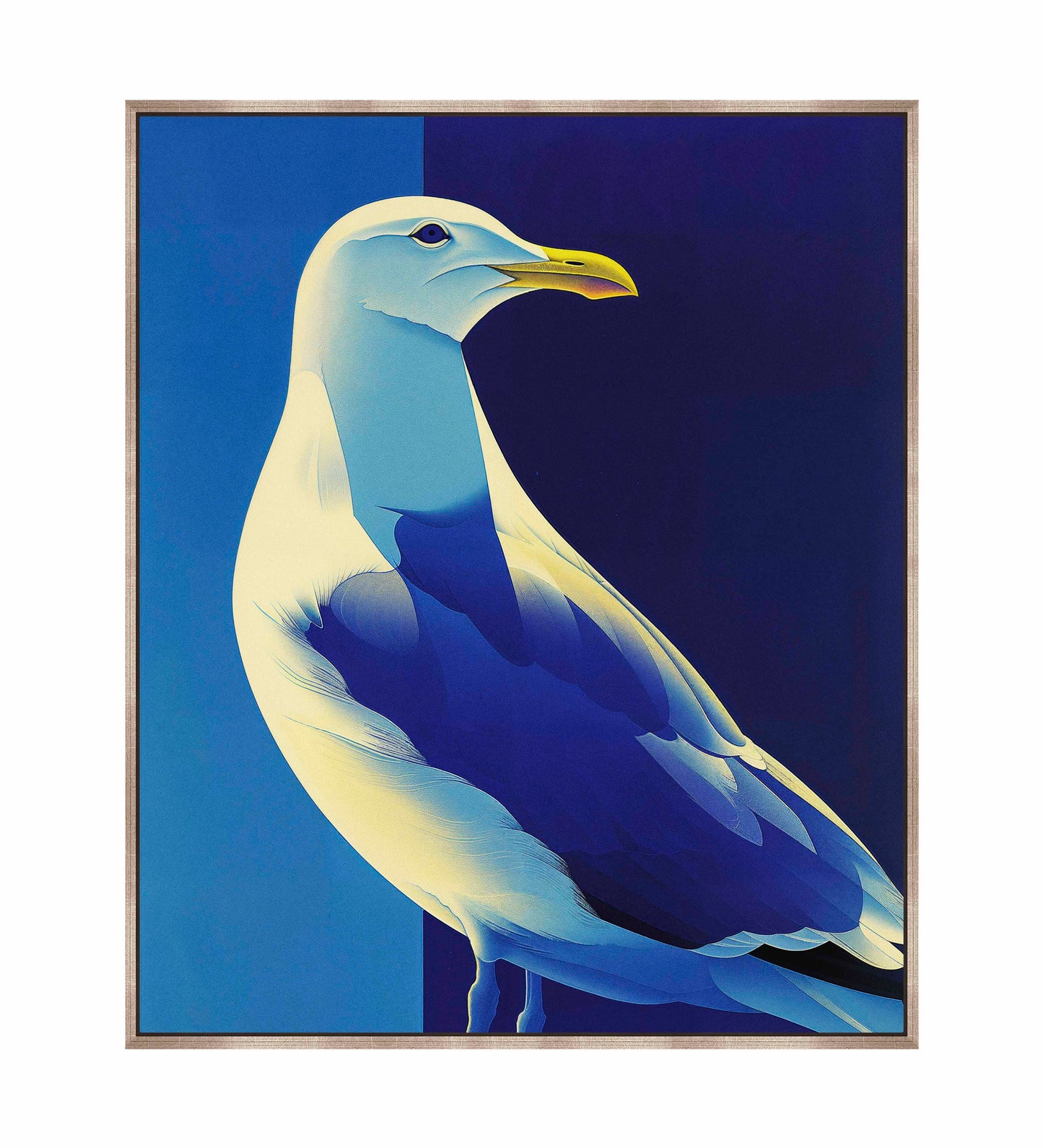 Luminous Sentinel - Seagull in Azure Light - Gallery Wrapped Canvas