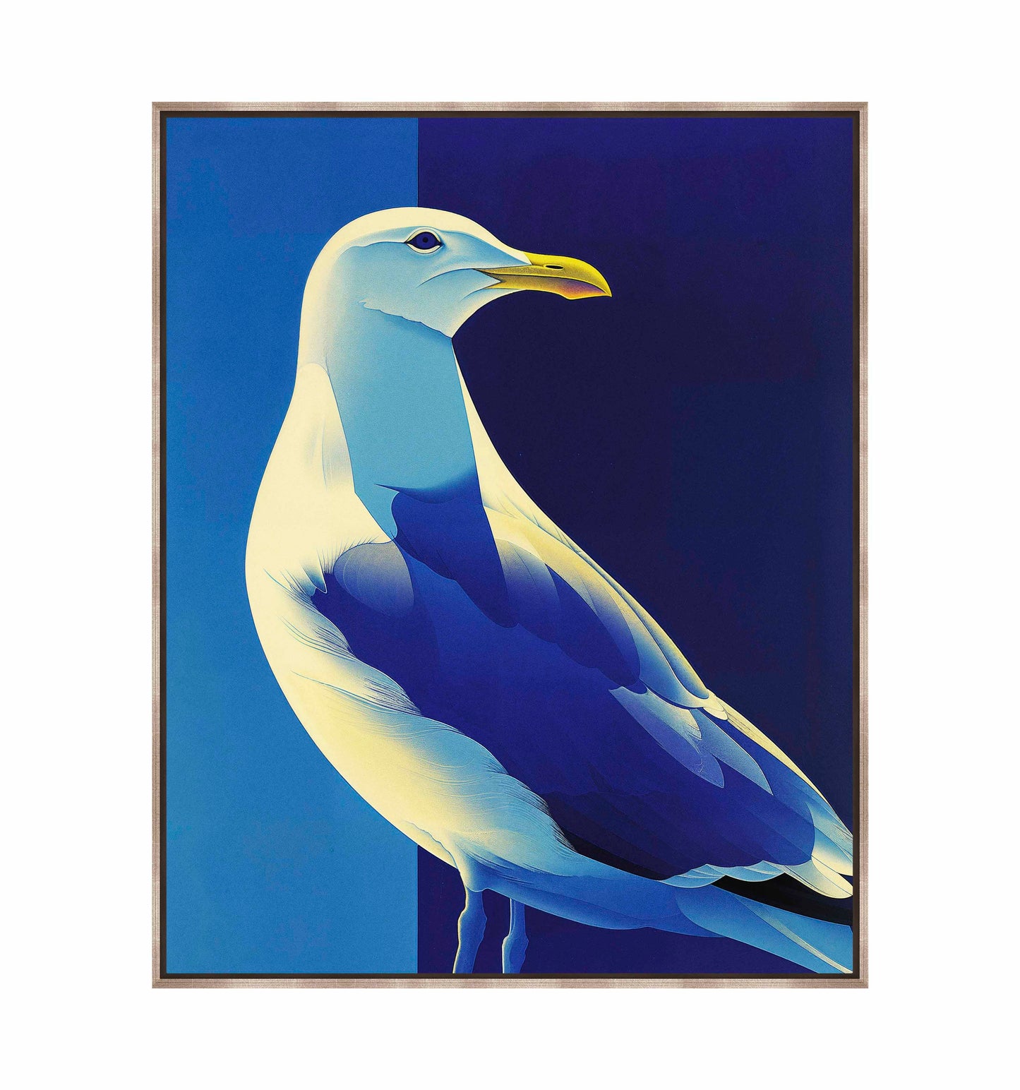 Luminous Sentinel - Seagull in Azure Light - Gallery Wrapped Canvas